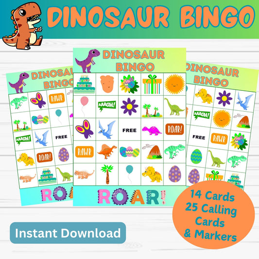 Dinosaur Bingo Game for Kids or Family- Instant Download