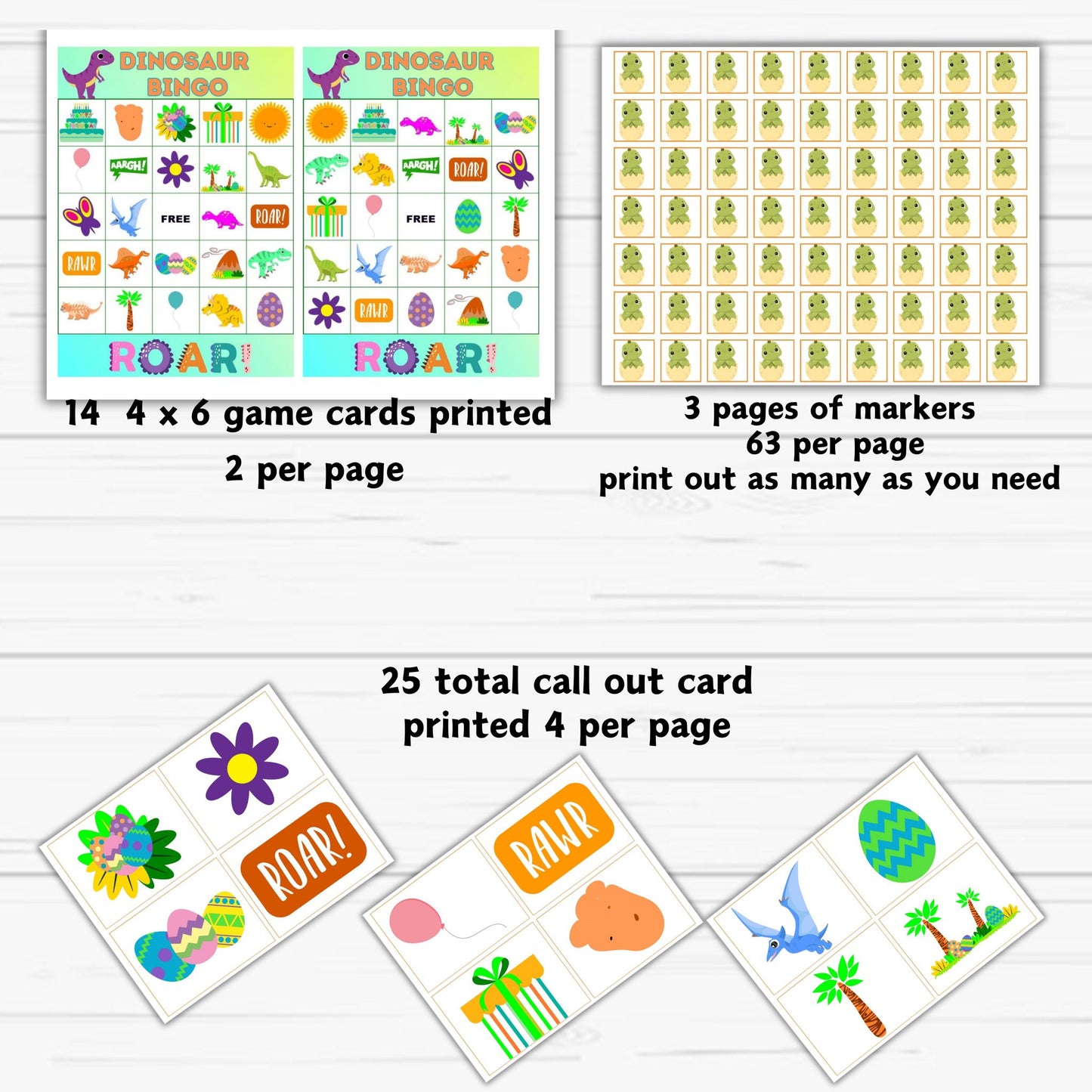 dinosaur printable games- dinosaur bingo printable