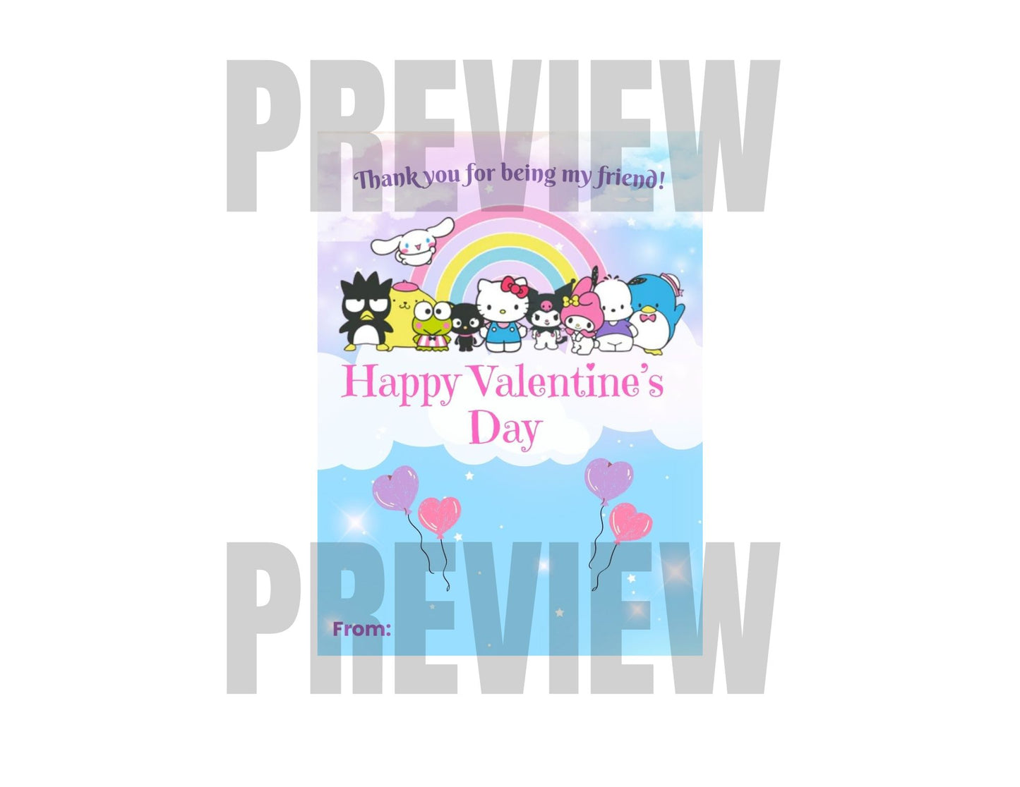 valentine day card hello kitty