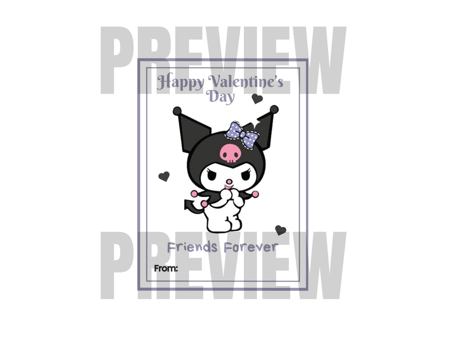 pink purple kuromi valentine card