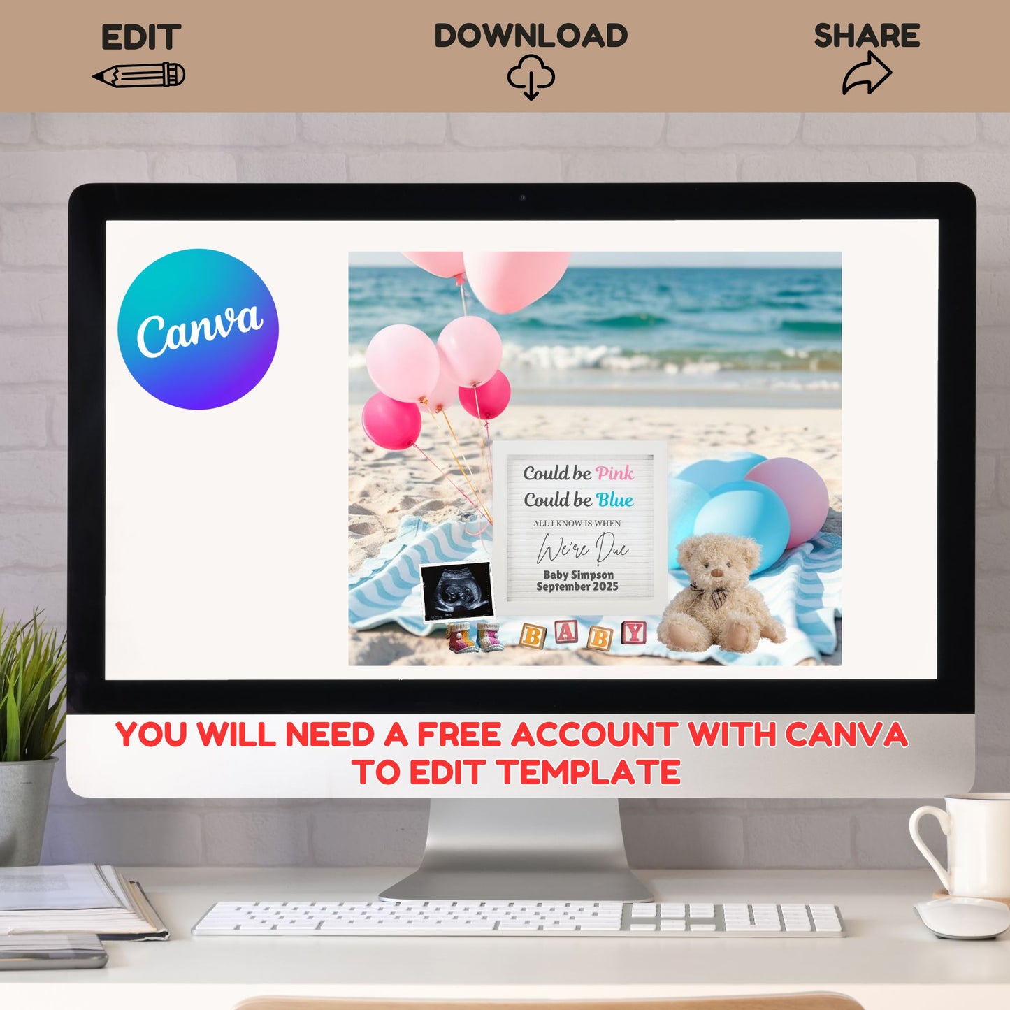 beach theme pregnancy announcement social media share