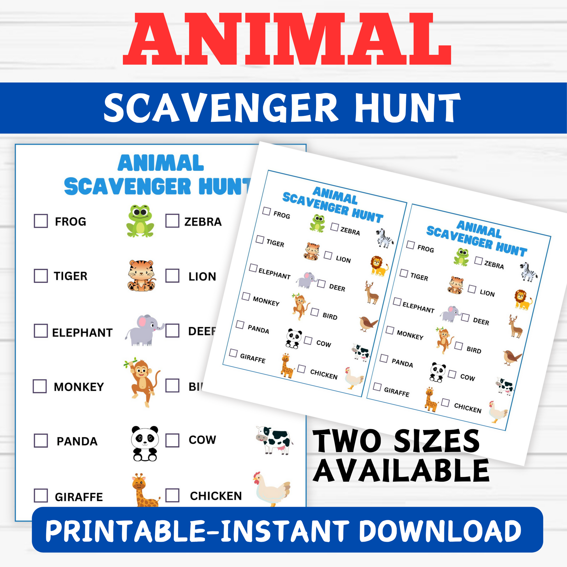 Kid Scavenger Hunts- Animal Scavenger Hunt Printable