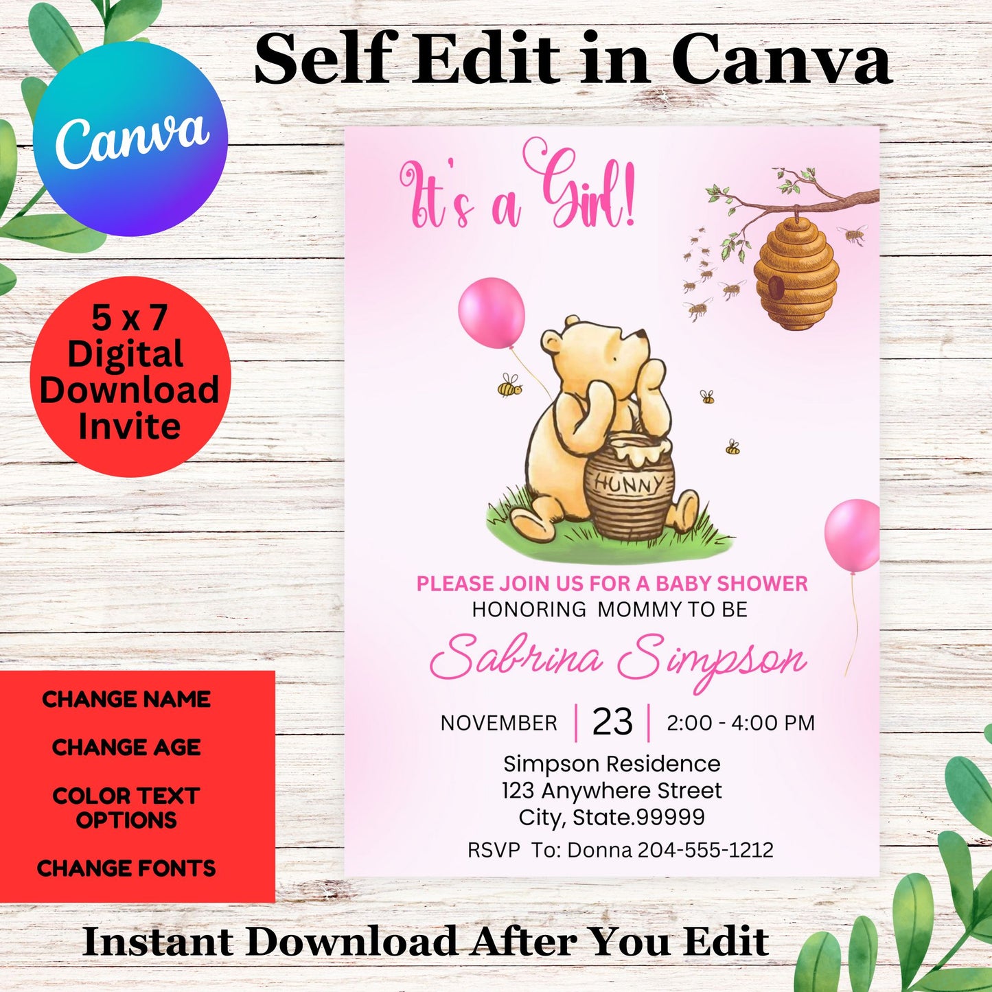 Invitación para baby shower "Una pequeña belleza está en camino"