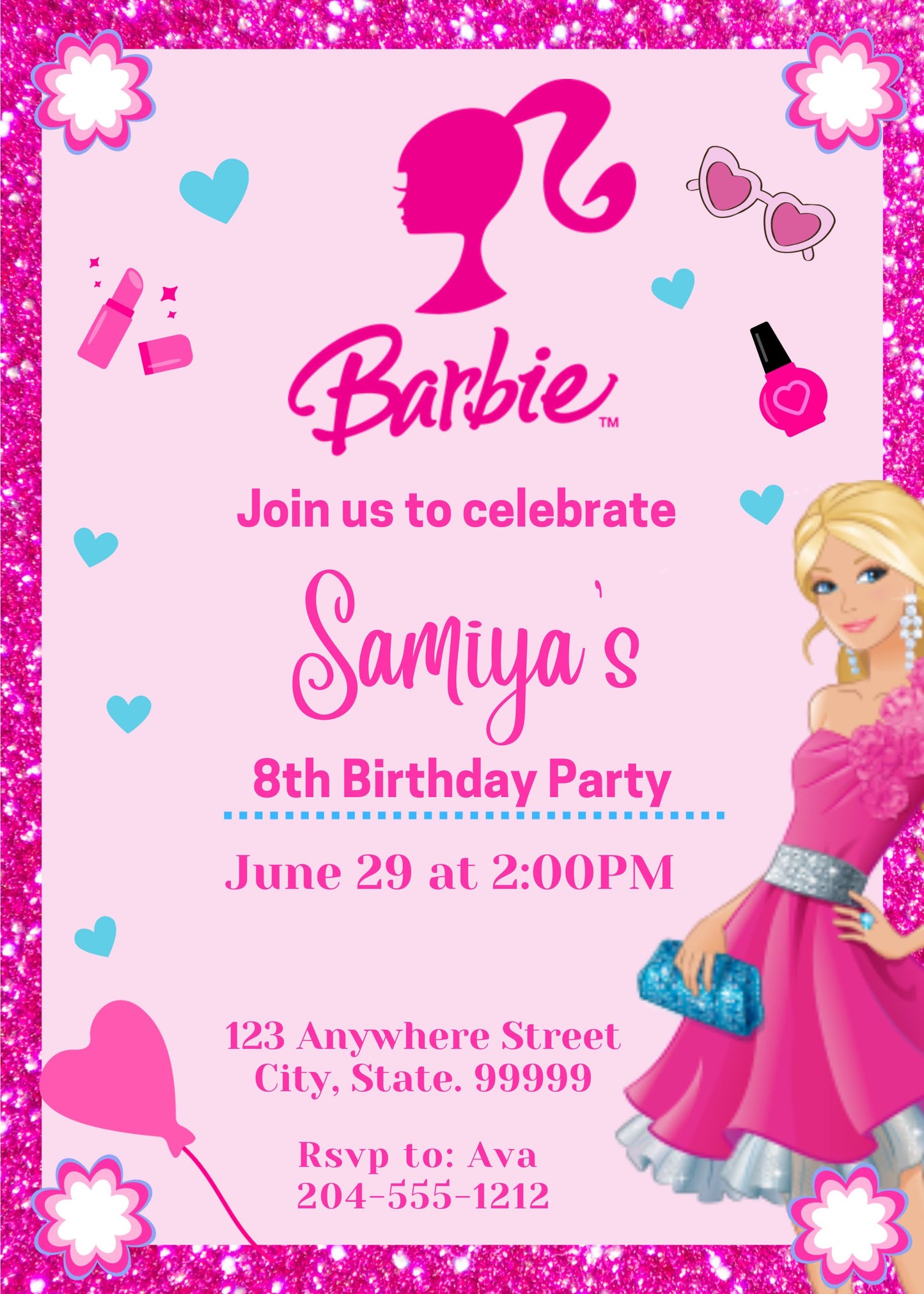 barbie cute invitation online