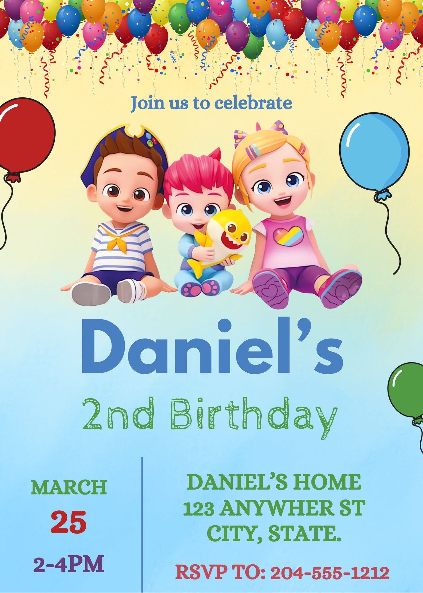bebefinn kids party invitations
