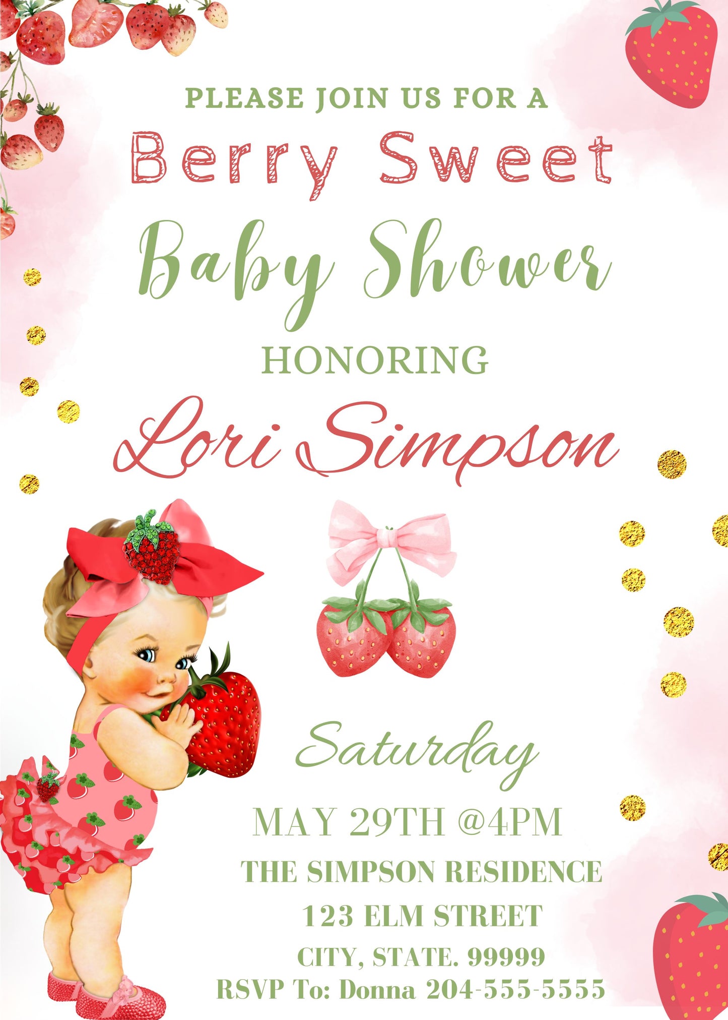 baby berry sweet shower invite