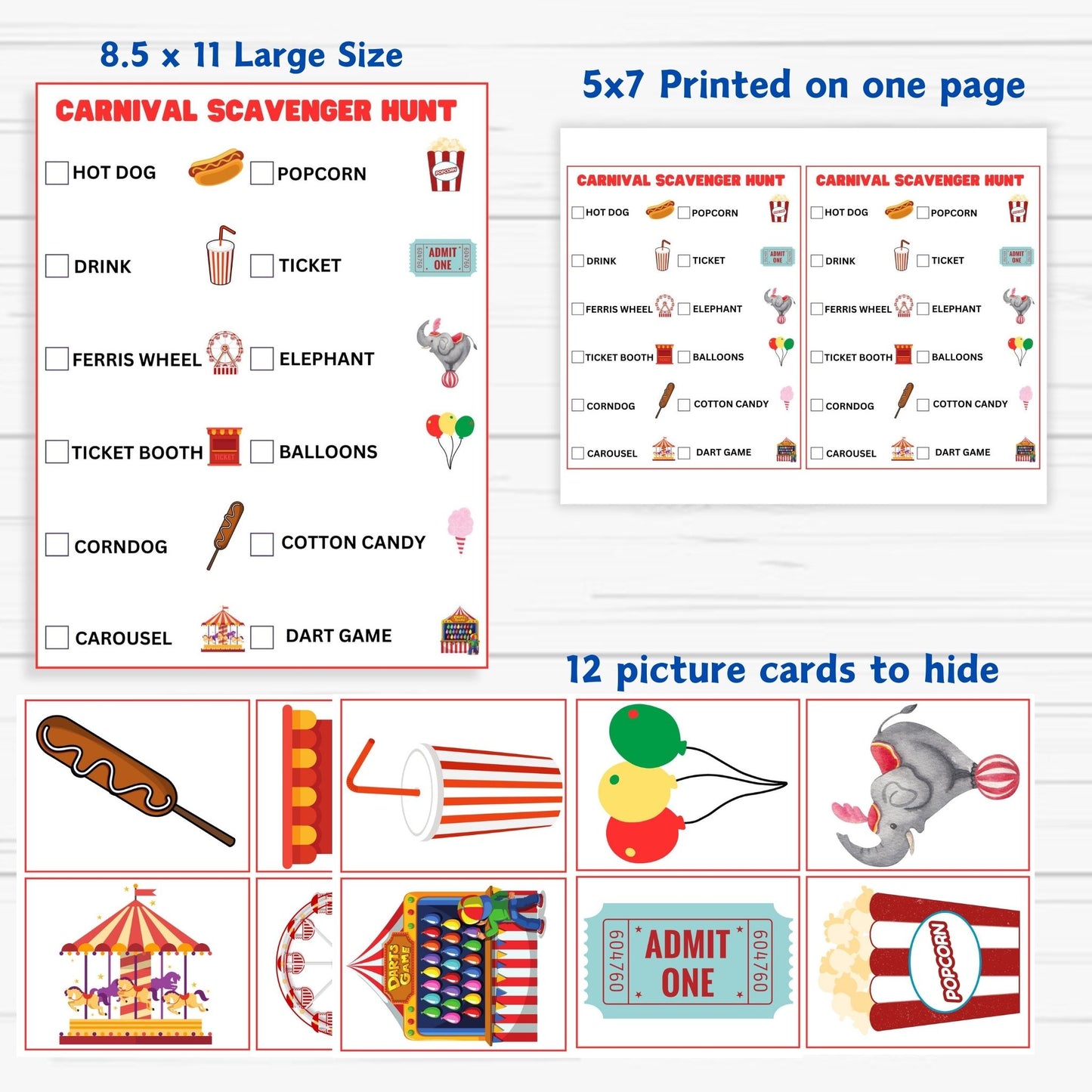 carnival scavenger hunt printable