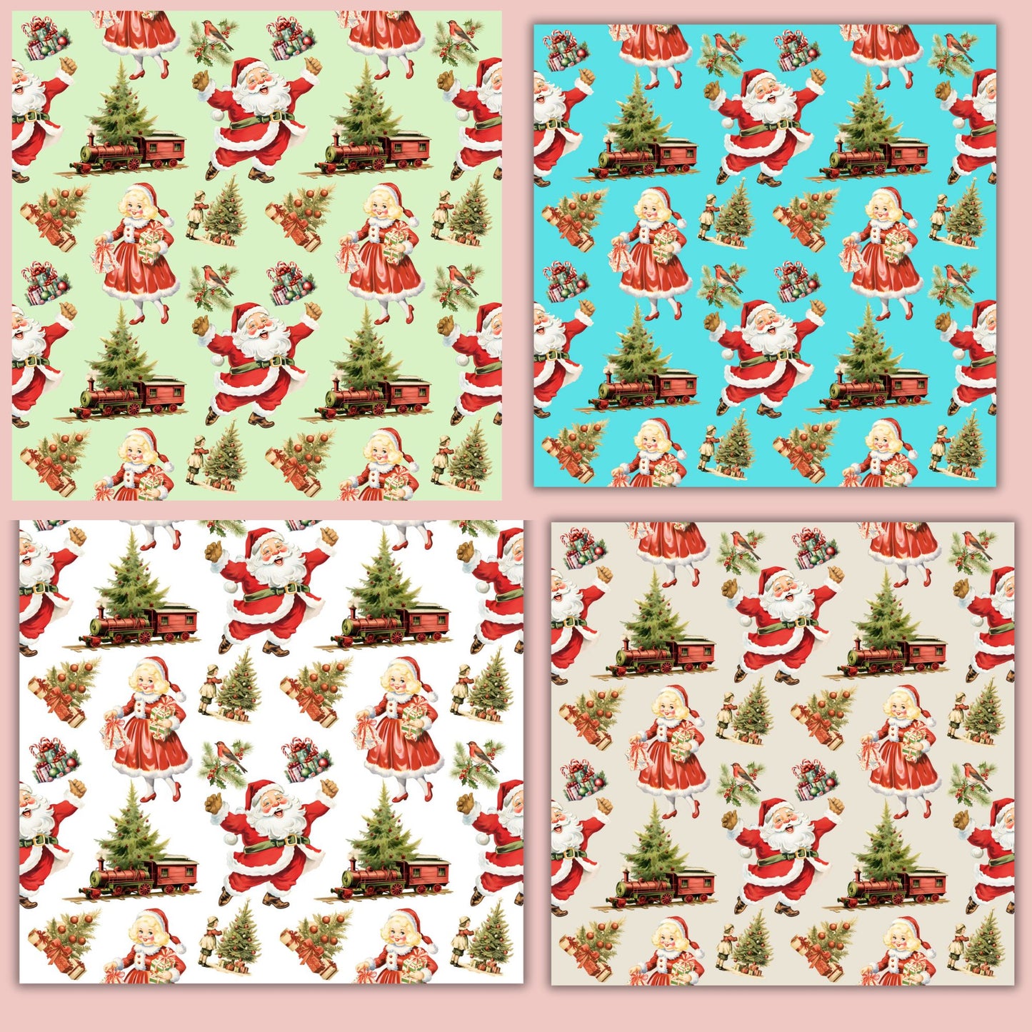 santa clause digital paper, santa clause seamless pattern