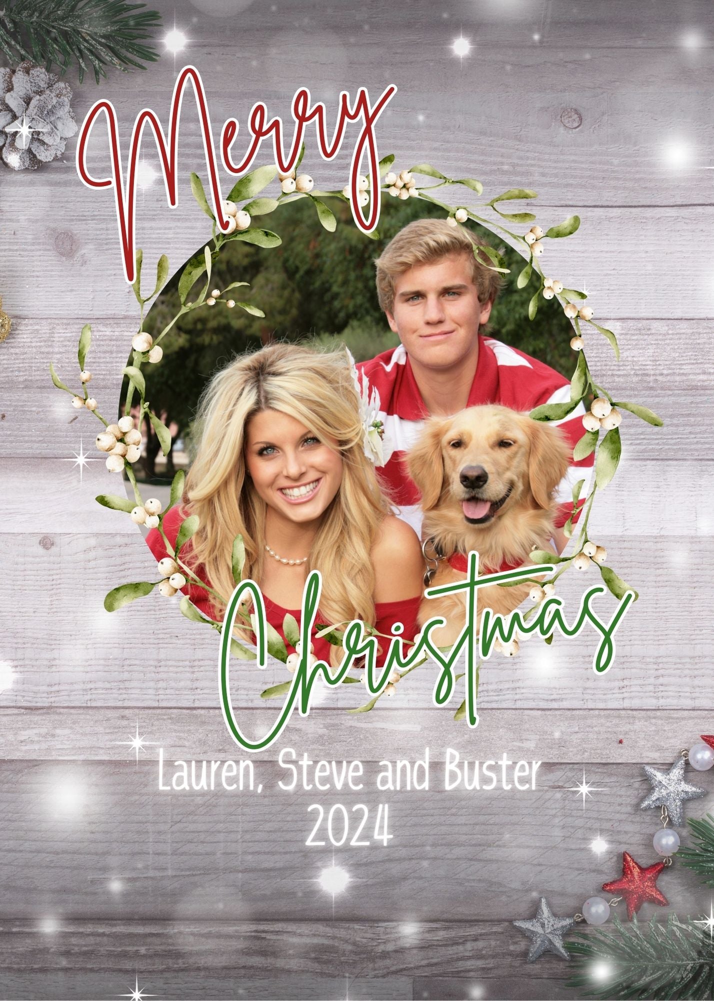 rustic christmas photo greeting card