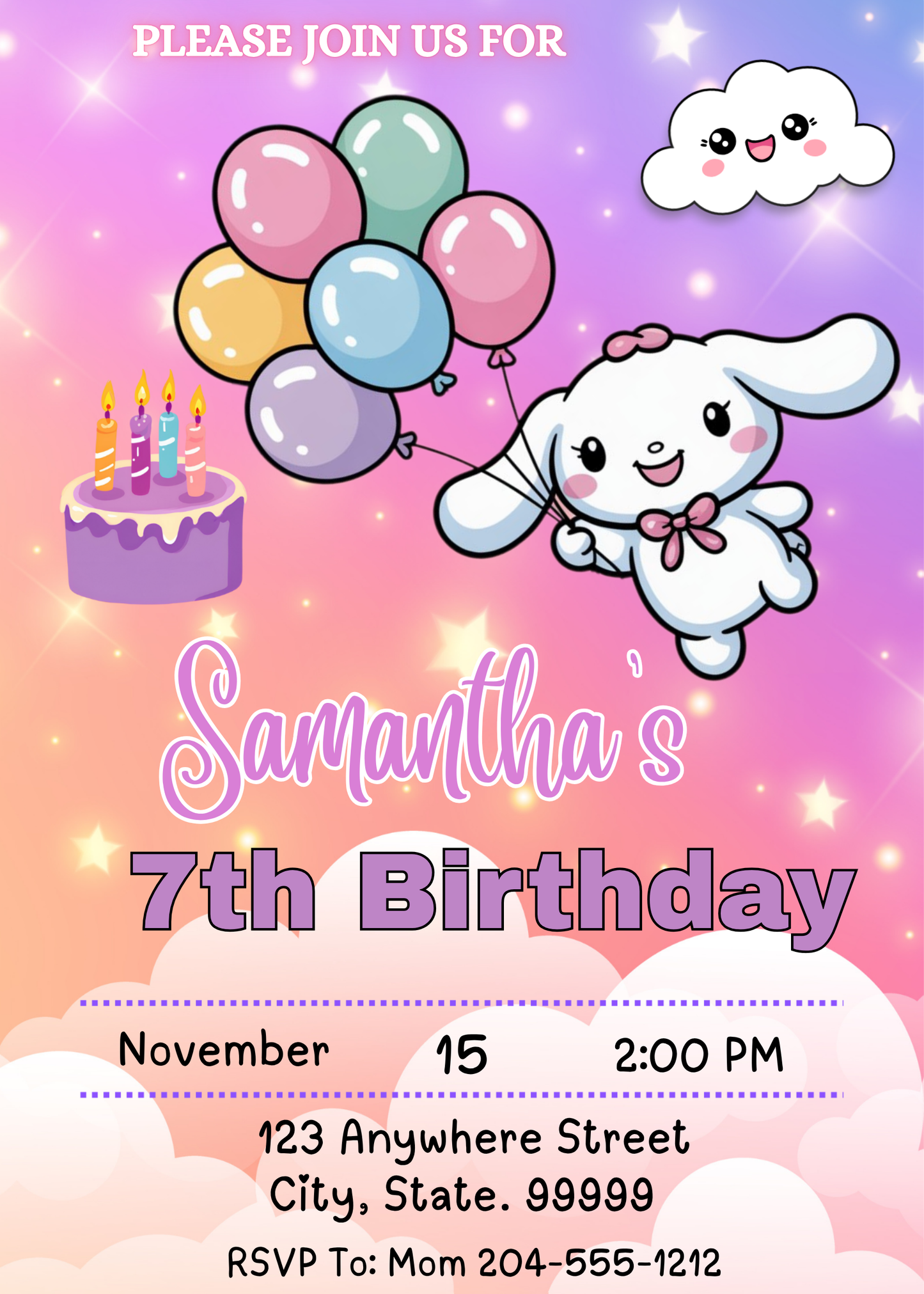 Editable Cinnamoroll invitation
Cinnamoroll invitation Canva