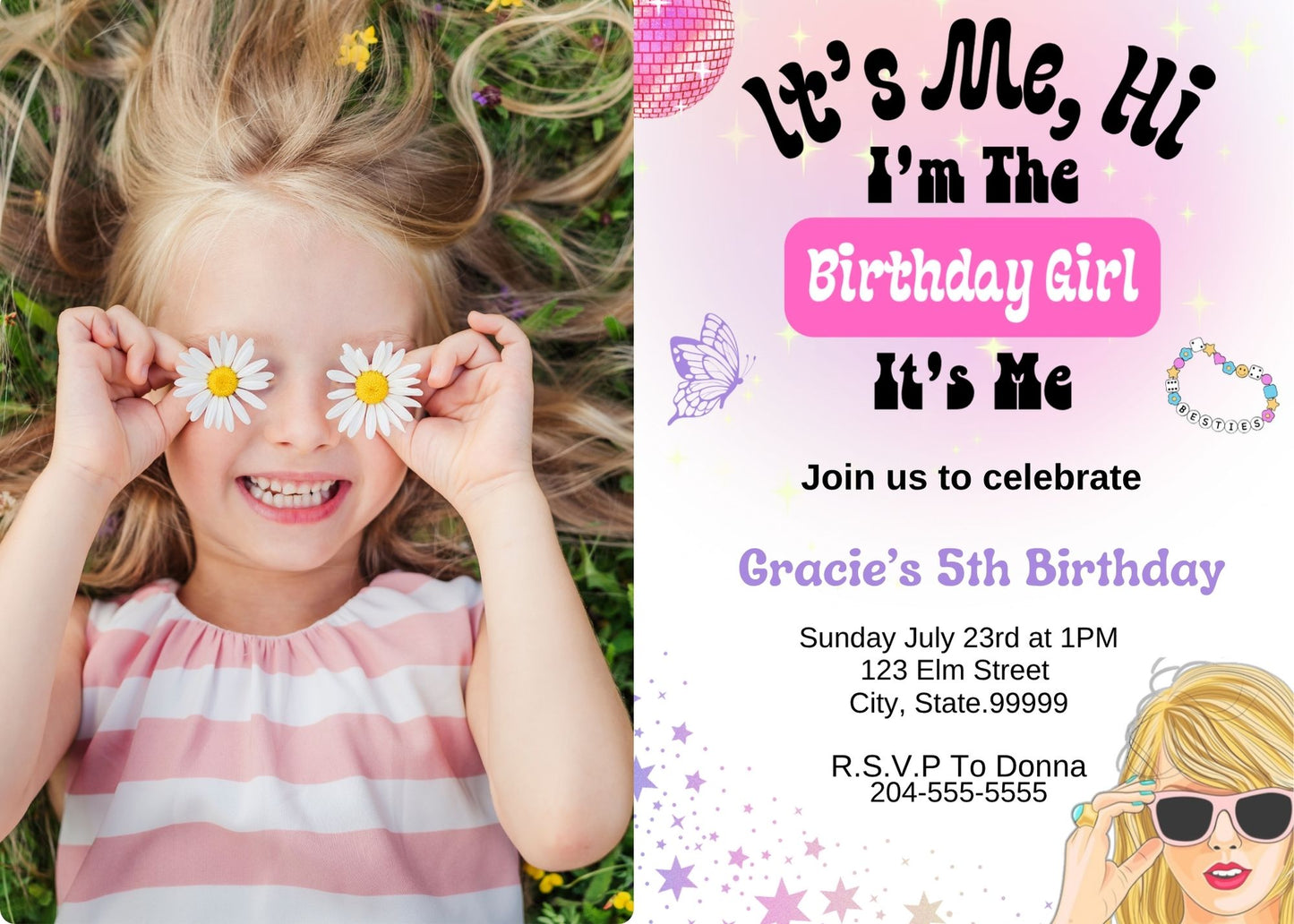 Taylor Swift birthday party invite template