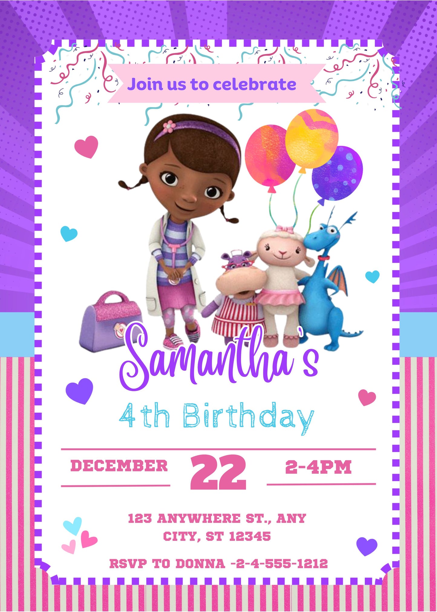 personalized mcstuffins invitation