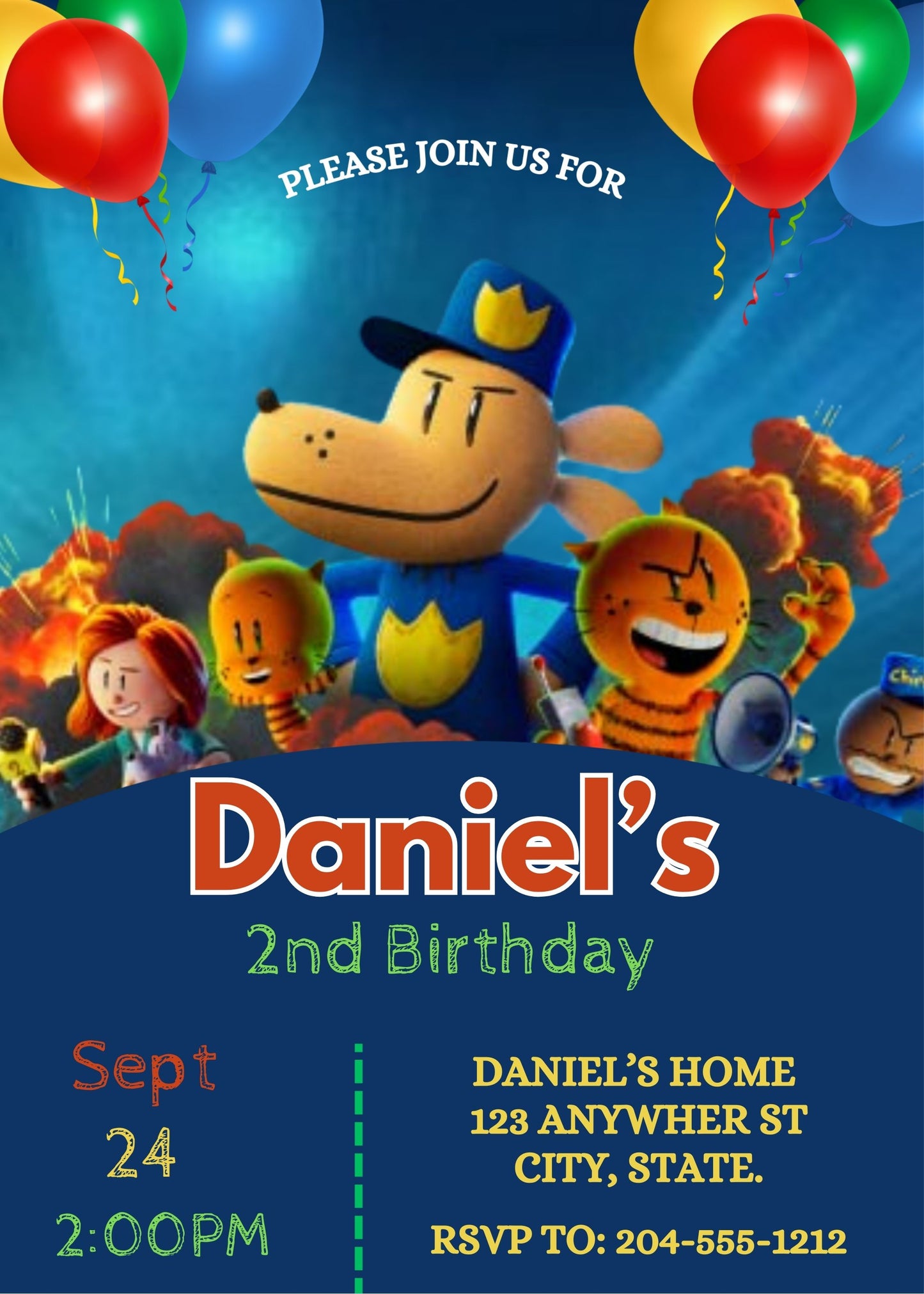 kids dog man birthday invitation template