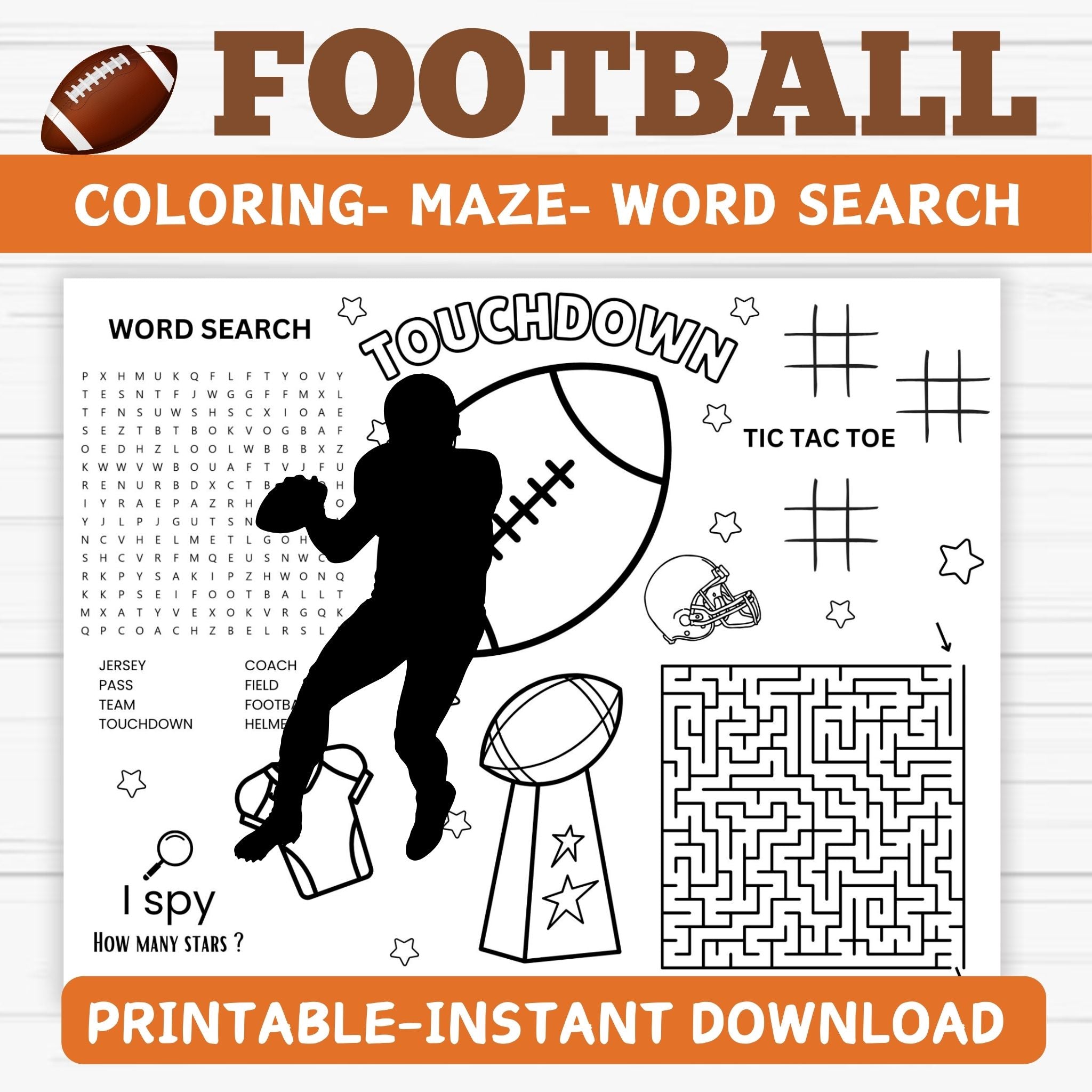 Football Coloring Activity Sheet- Football Online Games - Printable – Girly  Girl Tutus