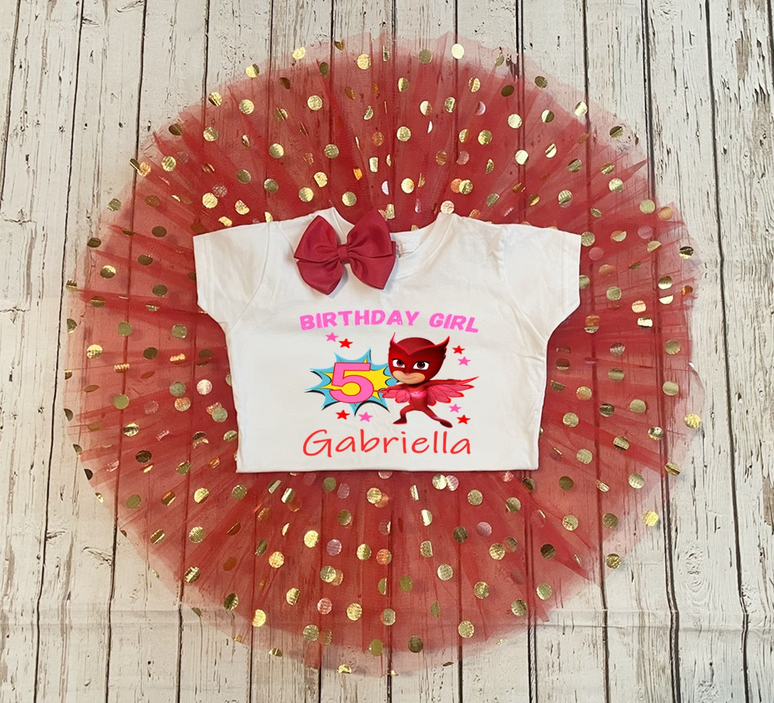 Girls Owlette Personalized Birthday Outfit-Girls PJ Masks Birthday Party