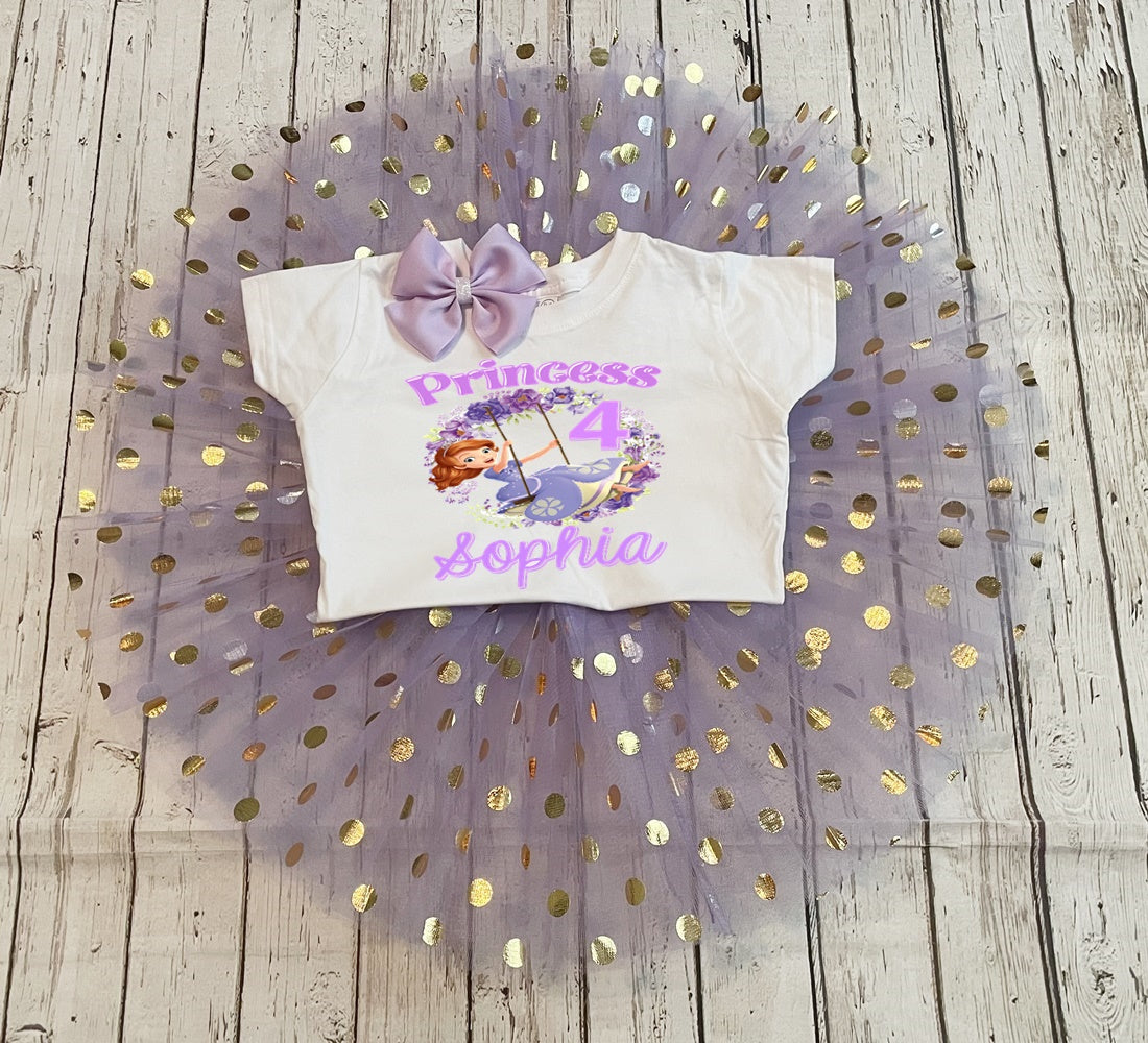 Girls Princess Sofia First Birthday Party Set- Sofia Birthday Shirt