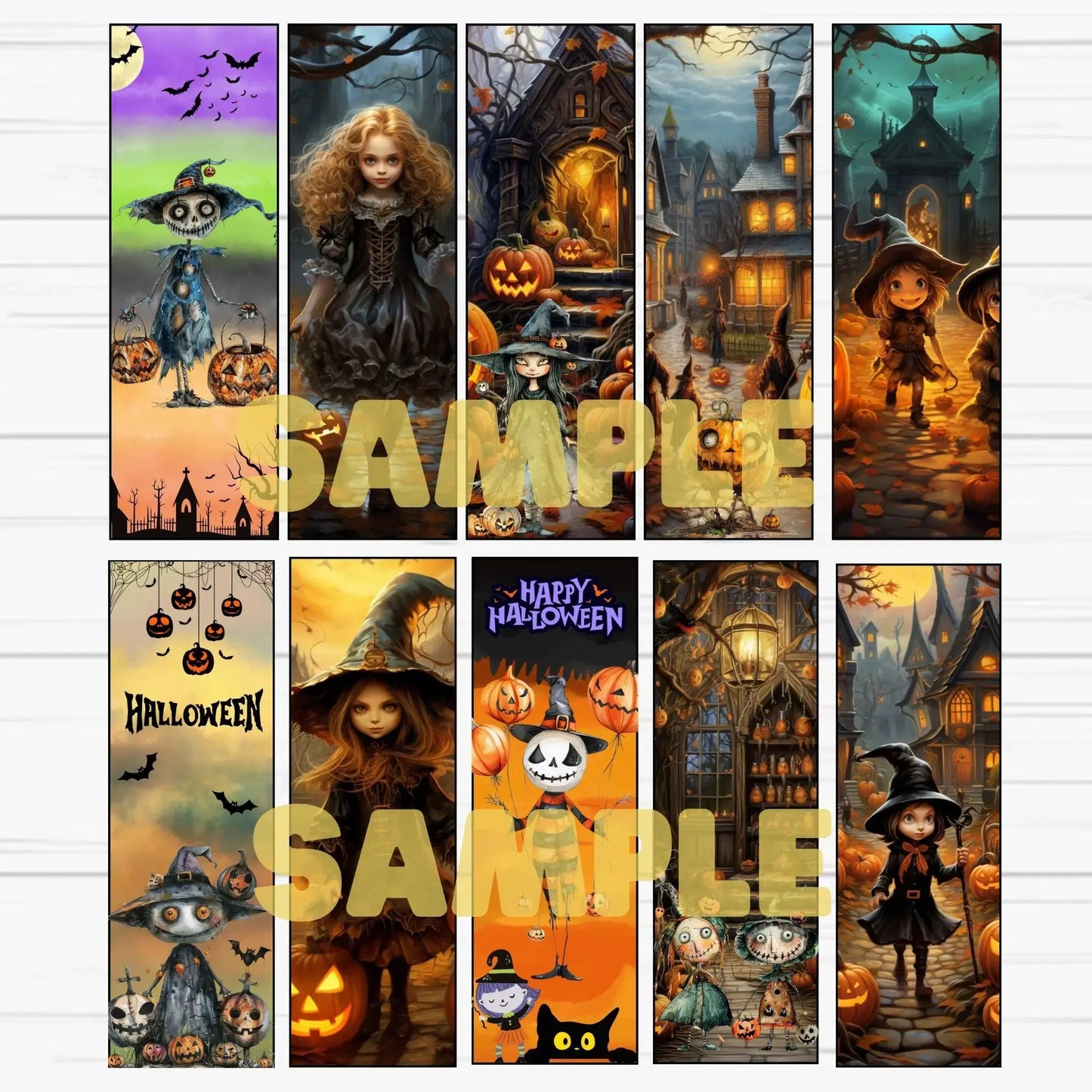 Spooky Cute Printable Halloween Bookmarks - Instant Download Digital Bookmark Set for Kids & Adults Girly Girl Tutus