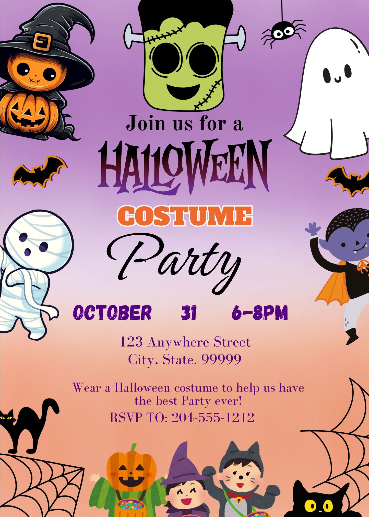 spooky kids halloween party invites