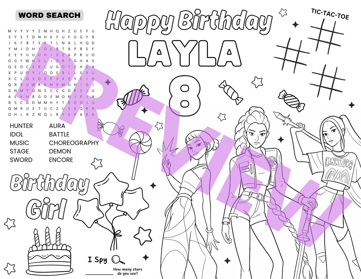 kpop printable birthday activity sheet