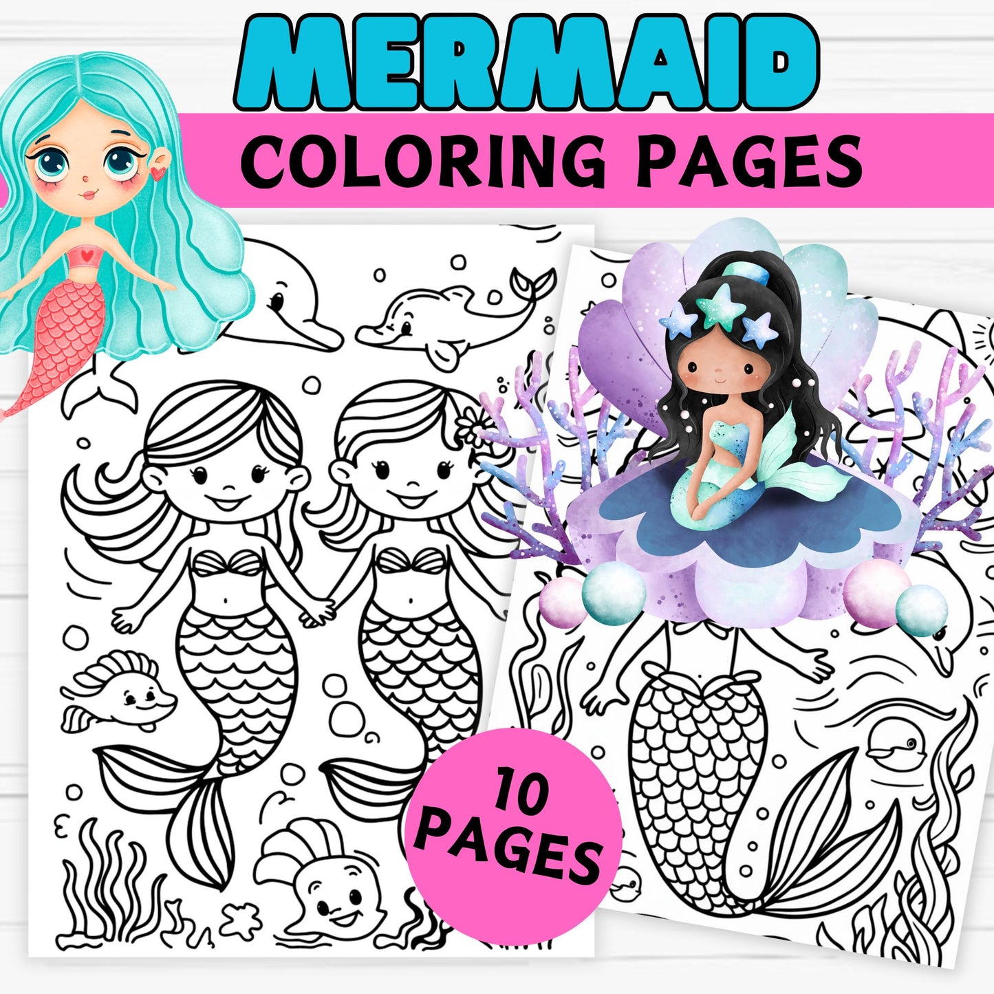 Mermaid Coloring Pages- Mermaid Coloring Activity Printable