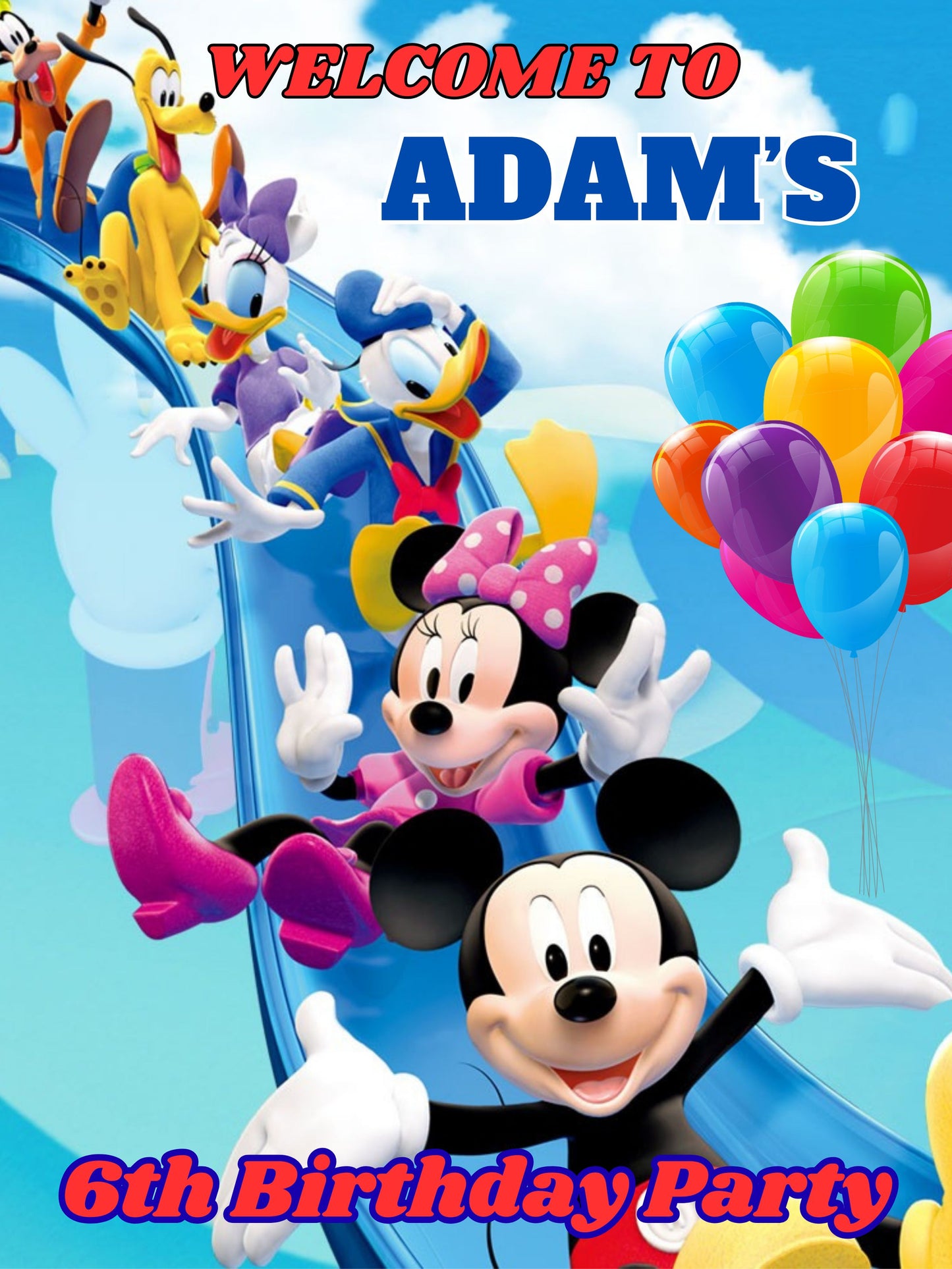 mickey mouse club pool party welcome sign