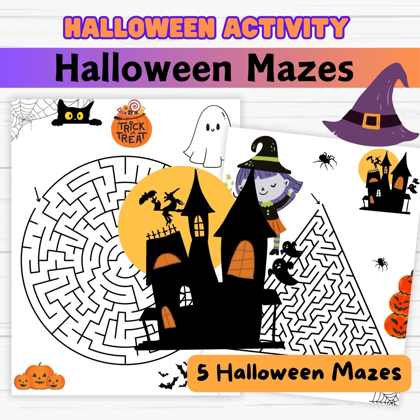 Spooktacular Printable Halloween Mazes Pack for Kids | Mazes Instant Download