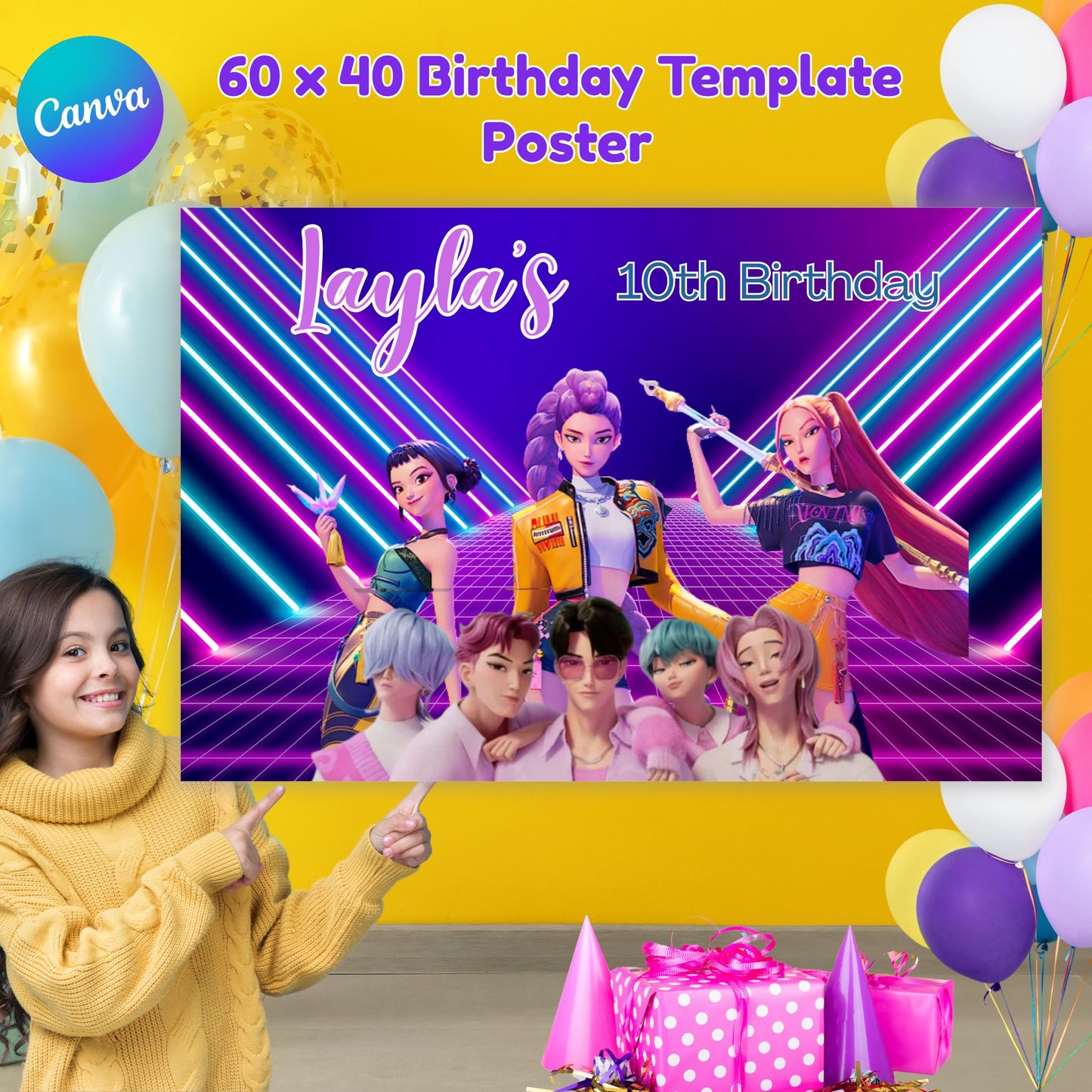 Editable Canva K-Pop Demon Hunter backdrop