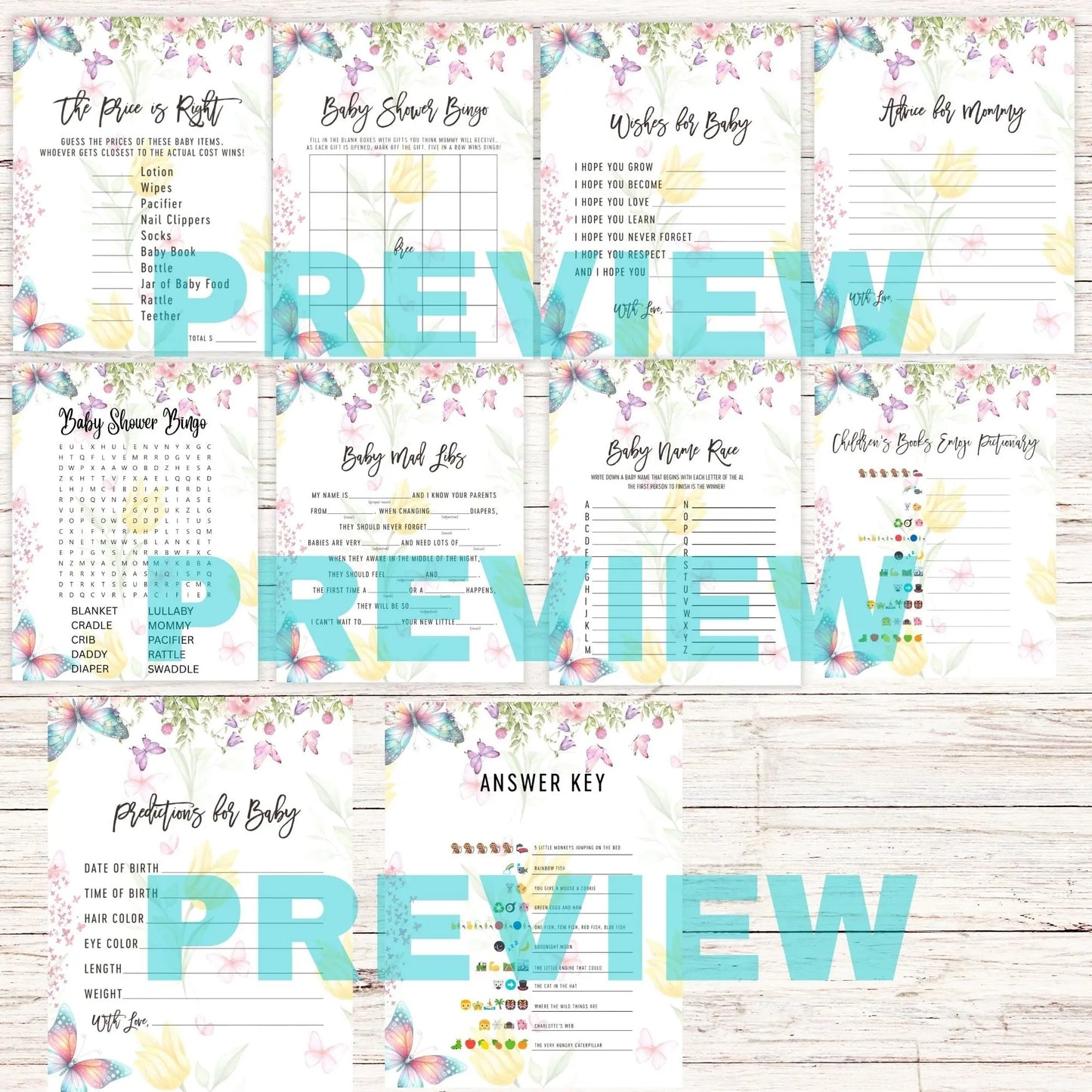 baby shower pastel butterfly games