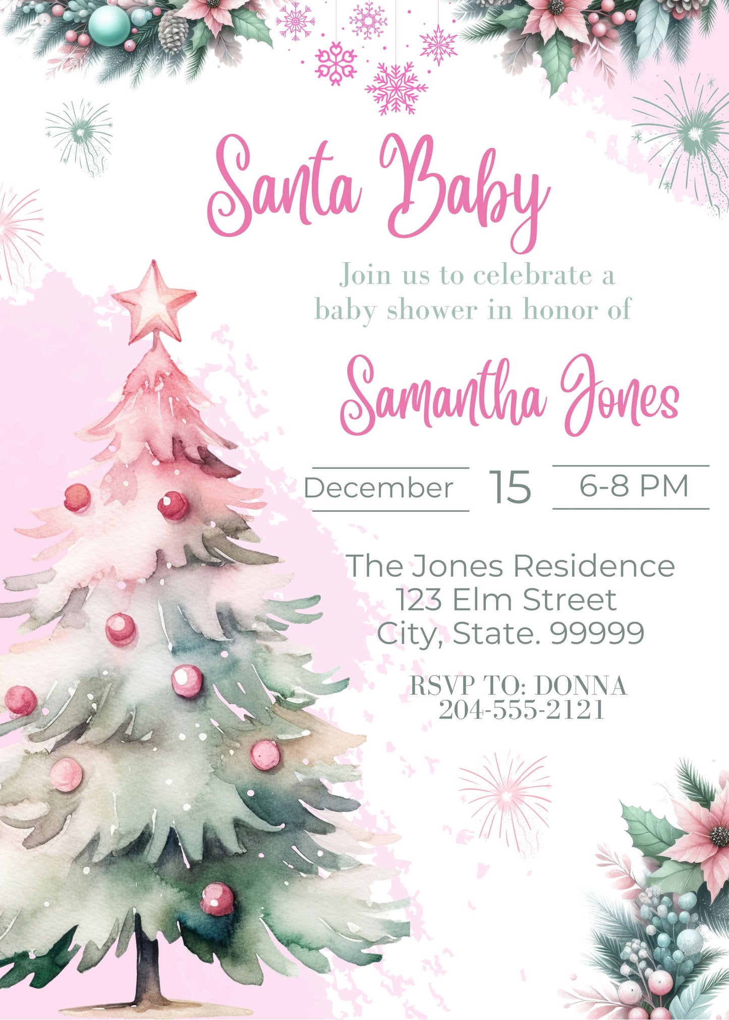 cute christmas baby shower invitation