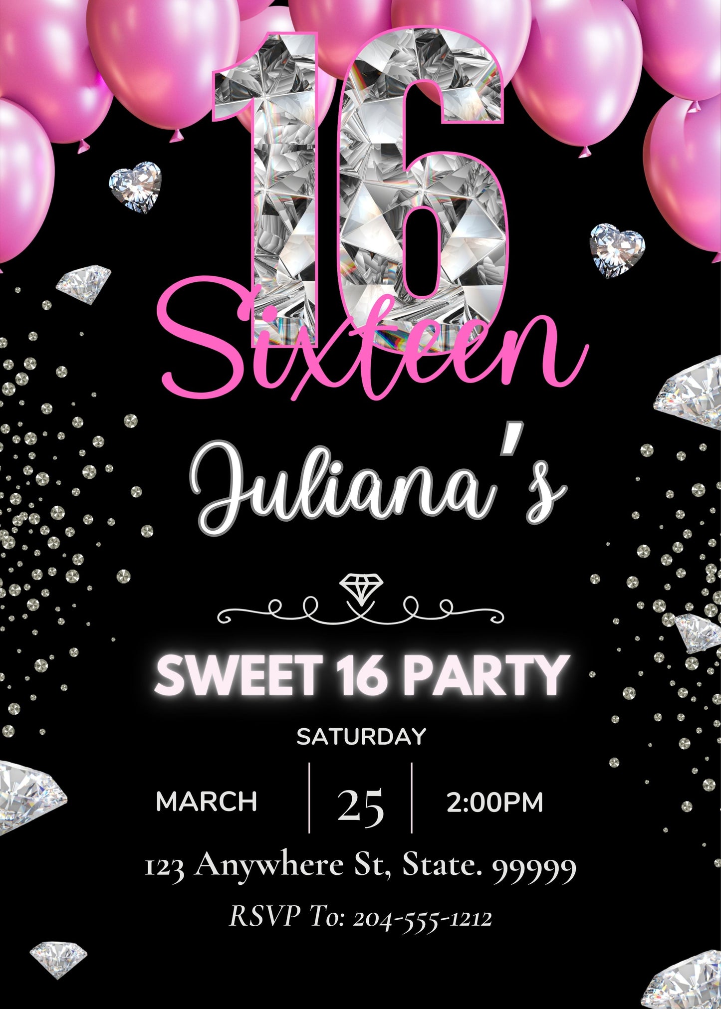 cute sweet 16 birthday invite template ideas