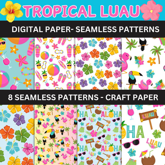 Tropical Luau Seamless Pattern Digital Paper