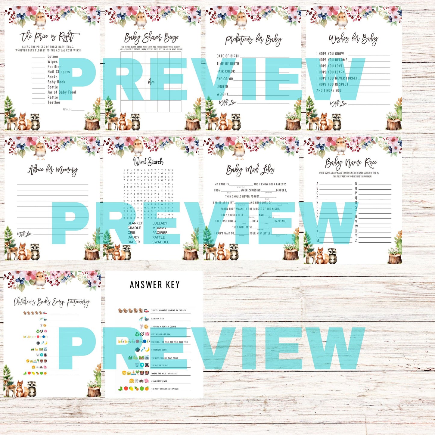 cute woodland baby shower party games