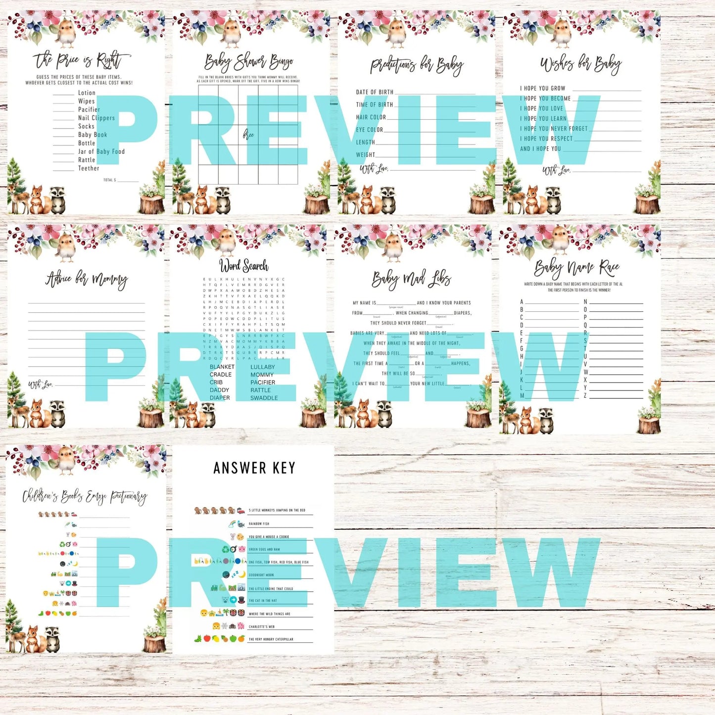 cute woodland baby shower party games