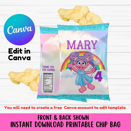 Abby Cadabby Chip Bag Template - Cute Abby Cadabby Chip Bag Printable