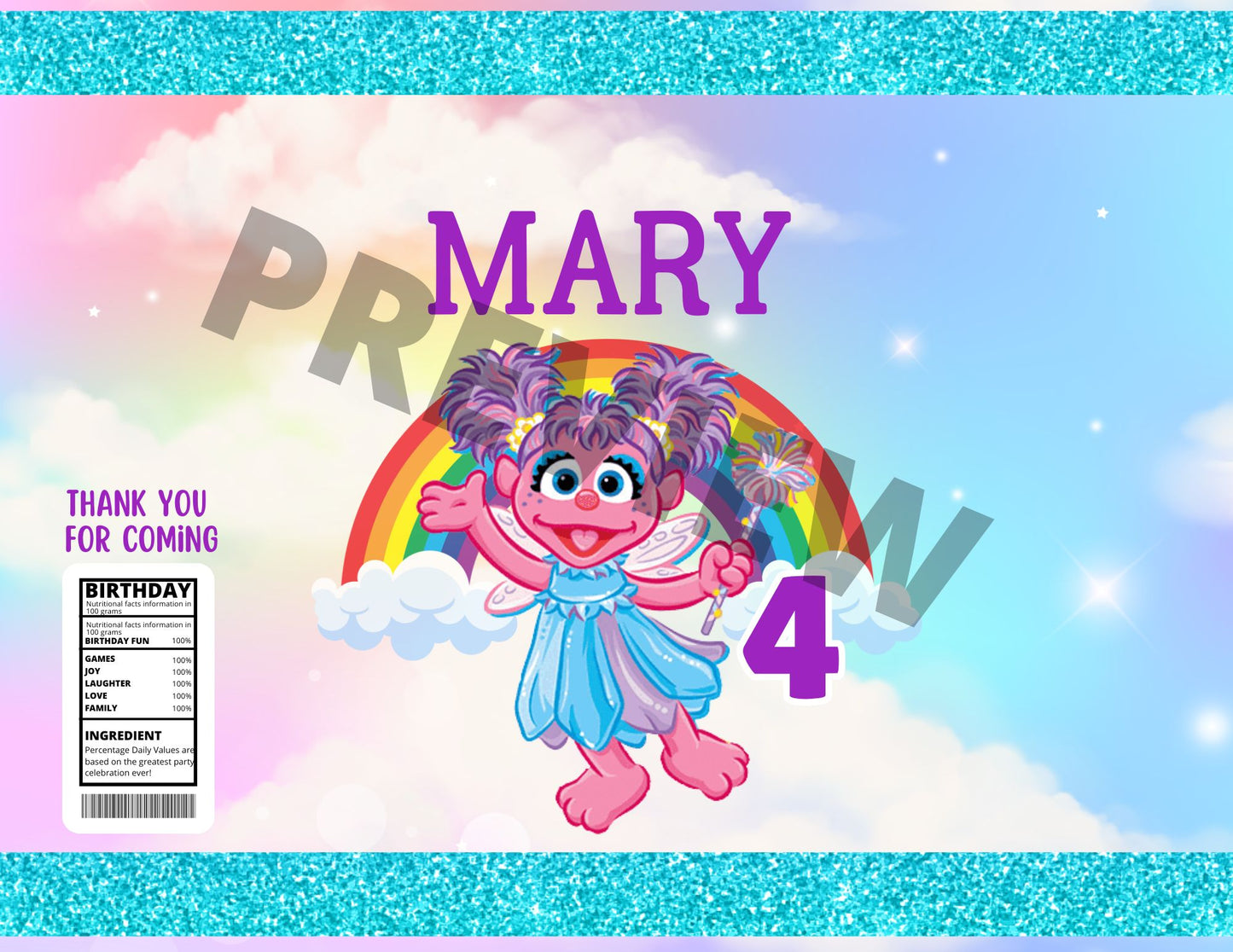 personalized abby cadabby chip bag template
