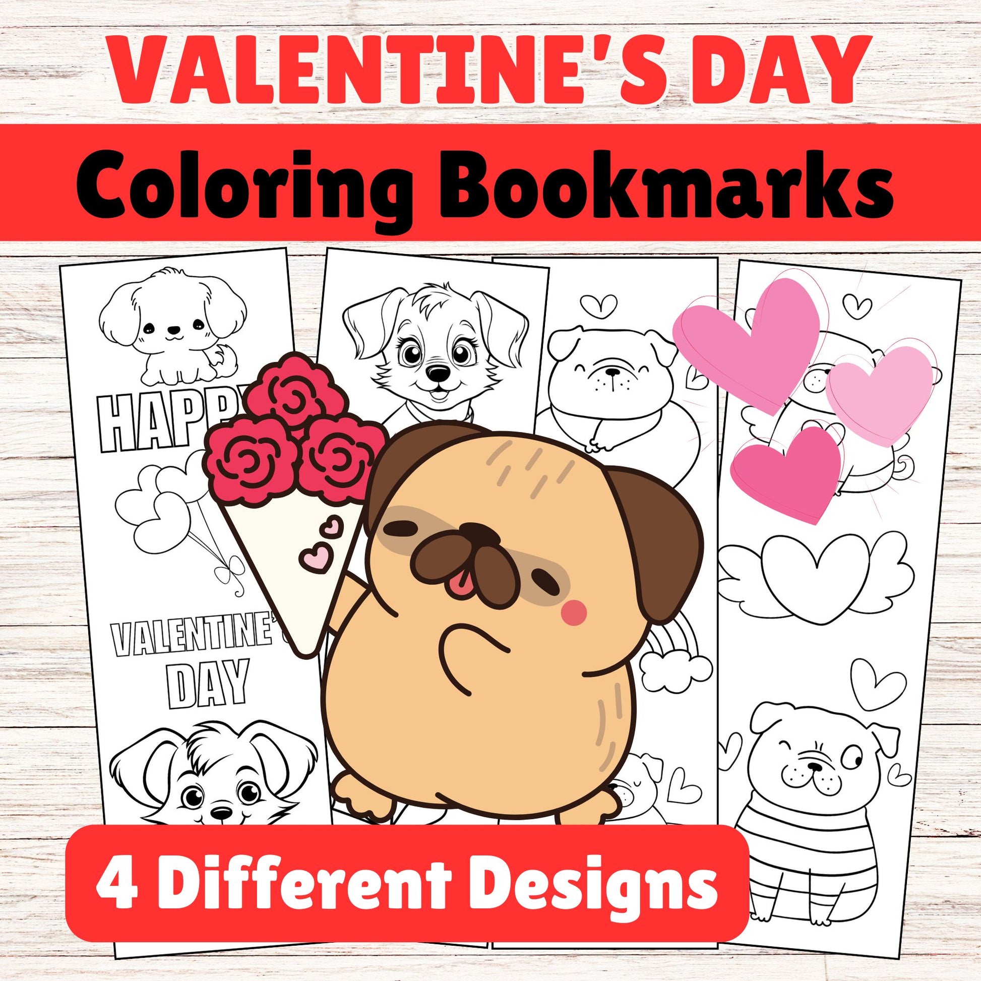 Valentine's Day Coloring Bookmarks for Kids - Printable Valentine's Day Coloring Activity