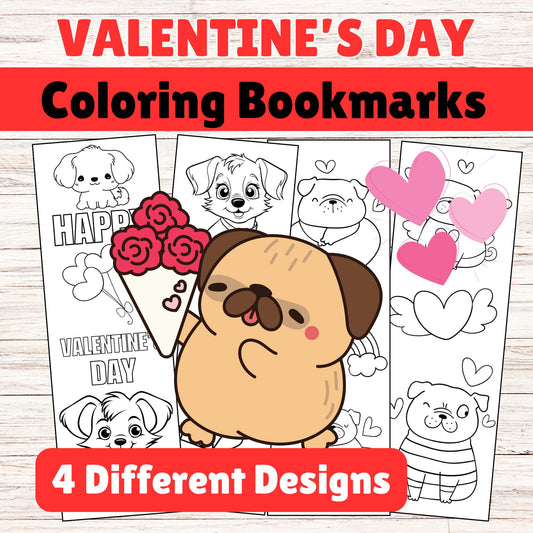 Valentine's Day Coloring Bookmarks for Kids - Printable Valentine's Day Coloring Activity