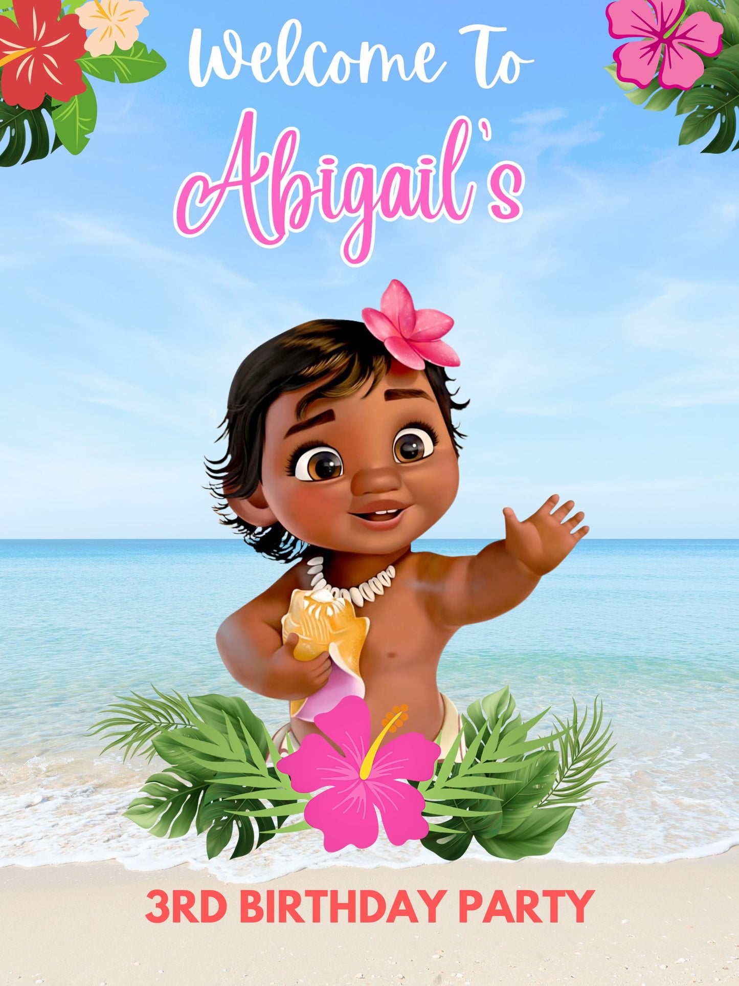 baby moana birthday party sign