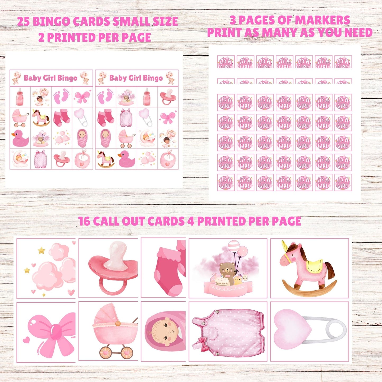 baby shower bingo game for girl