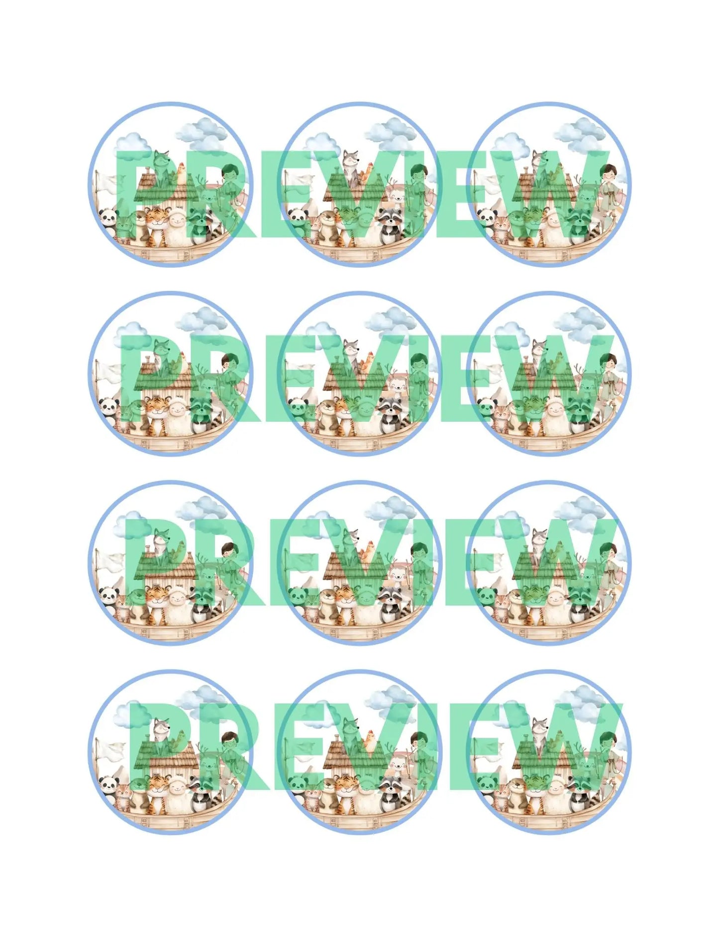 cute noah's ark baby shower cupcake topper