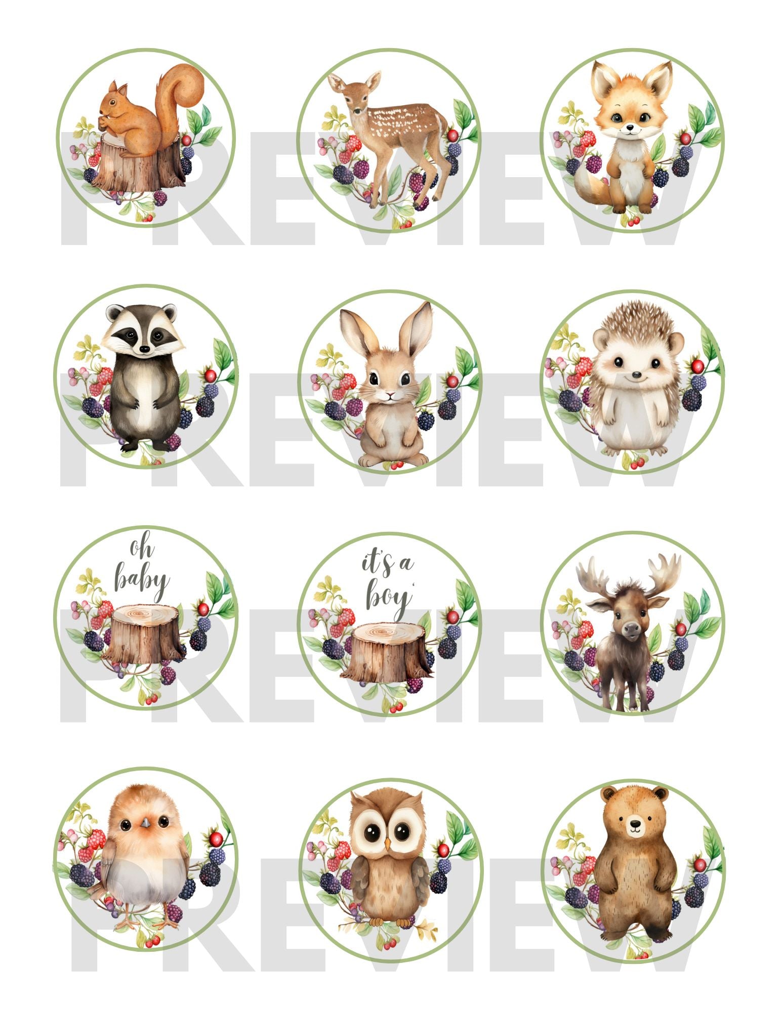 rustic boho baby shower - printable boho baby shower cupcake toppers