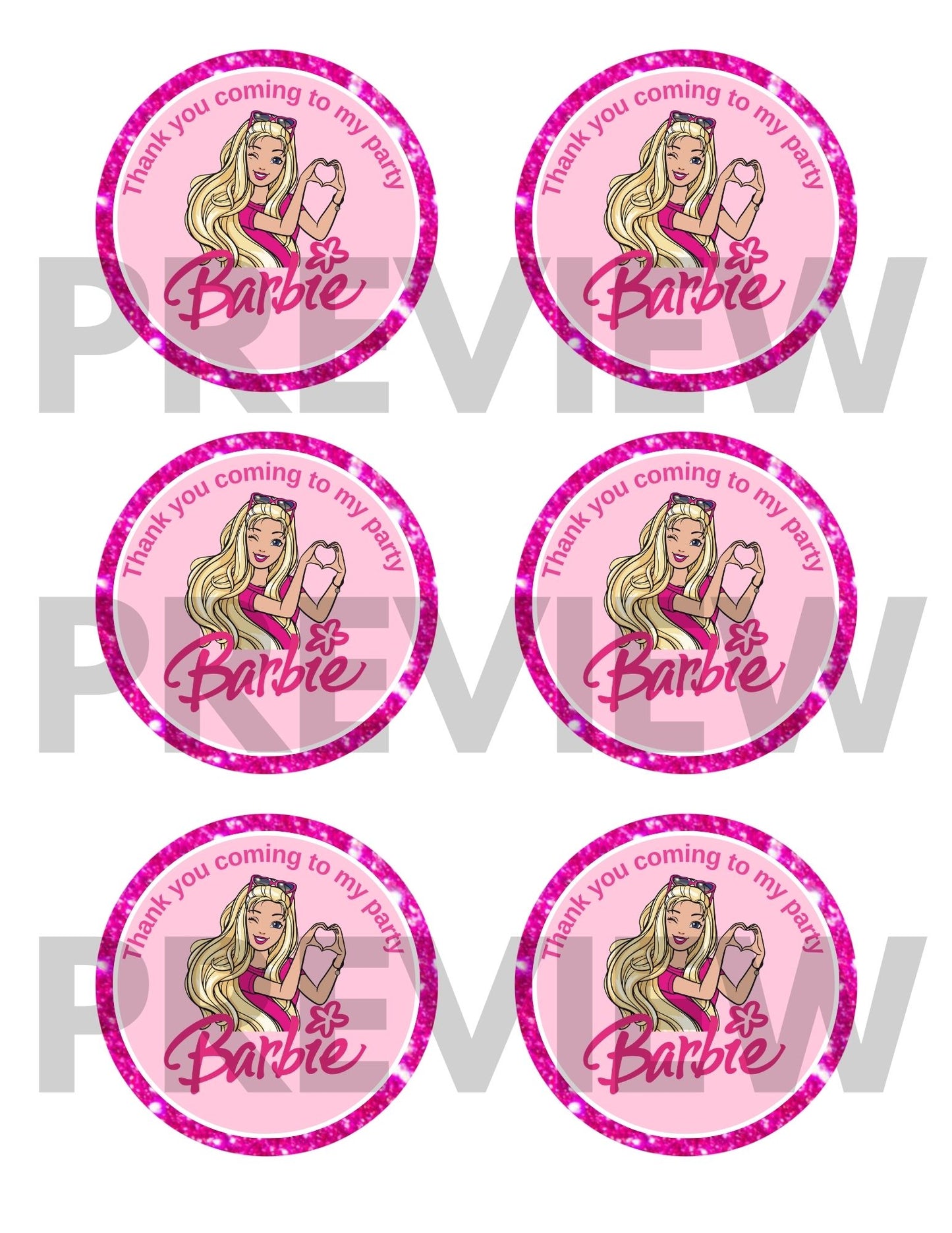 barbie party favor stickers online