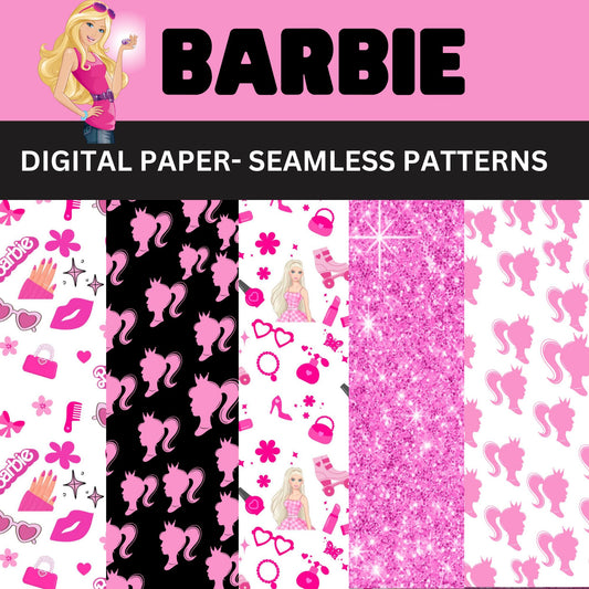 Barbie Digital Seamless Pattern Craft Paper - Instant Download