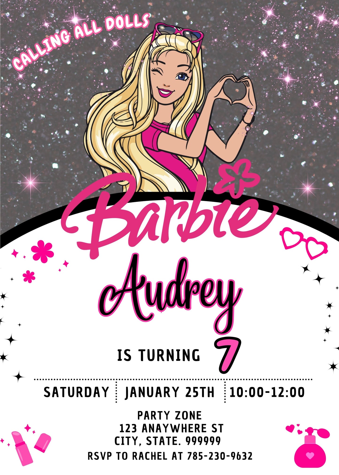 cute barbie invitation printable