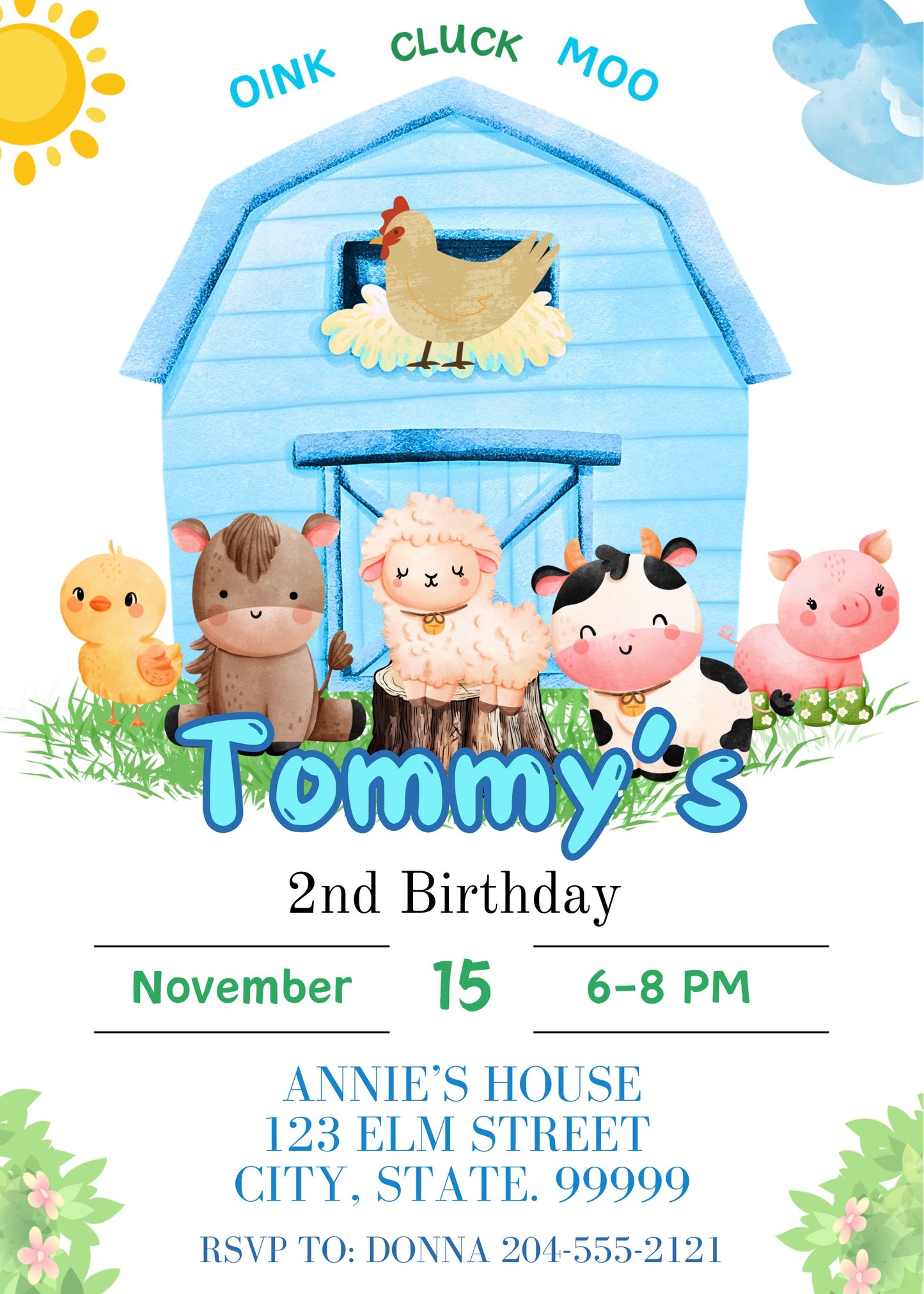 Invitación de cumpleaños de granja para niño - Invitación de fiesta de cumpleaños de granja