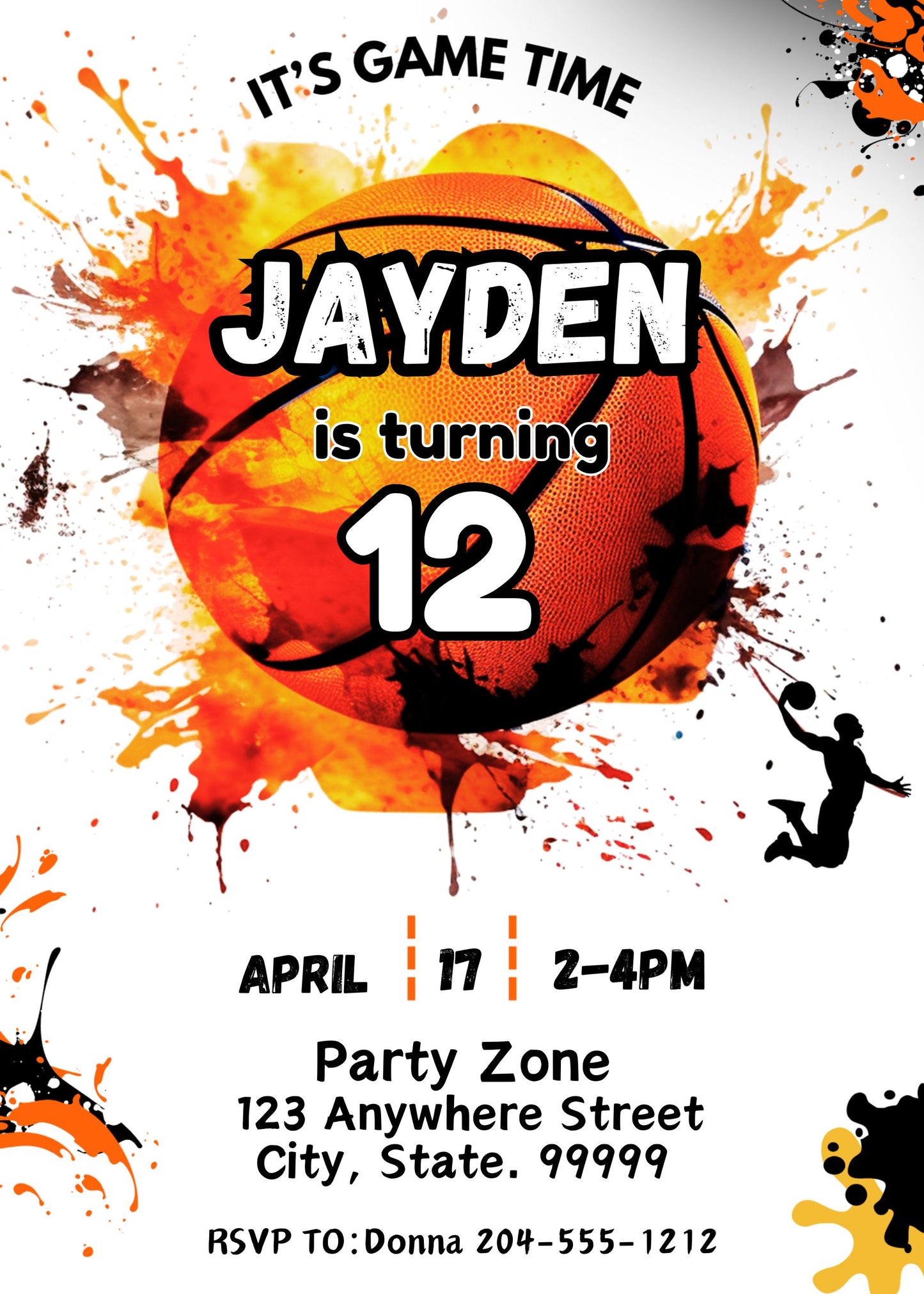 kids basketball birthday invitation online