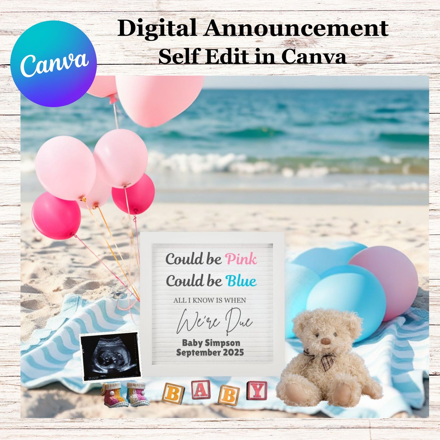 Editable Boy Pregnancy Announcement Template - Social Medial Pregnancy Announcement