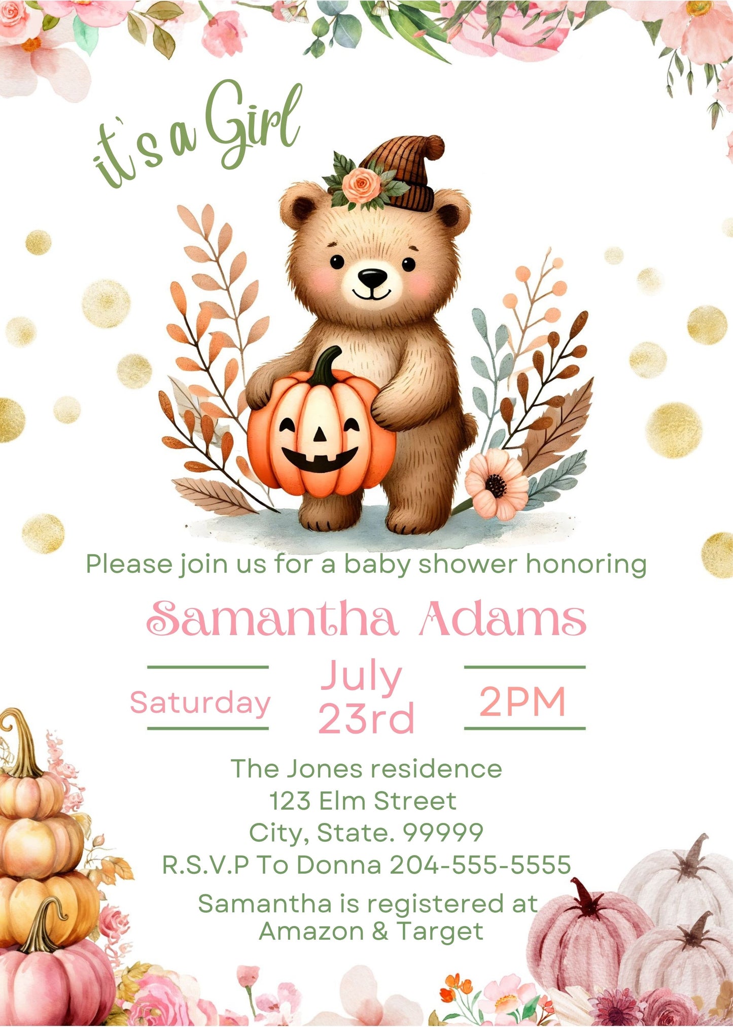 woodland fall baby shower invite