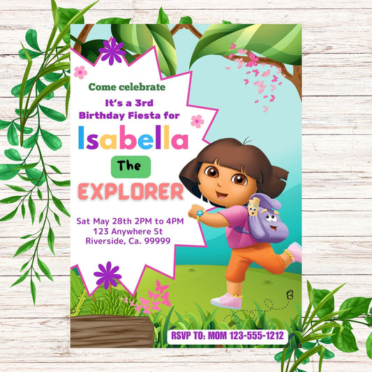 Dora The Explorer  Personalized Birthday Invitation- PDF Emailed to you