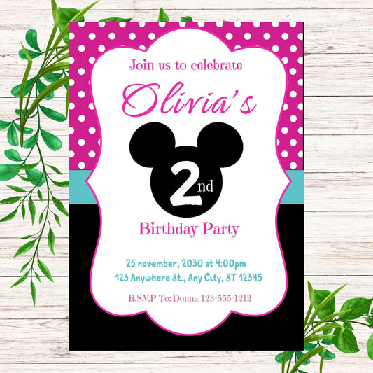 Minnie Mouse Personalized Birthday Invitation- PDF Emailed to you